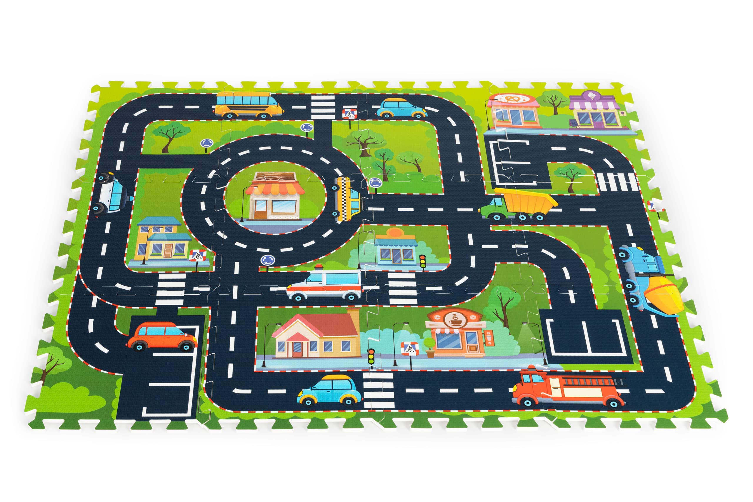 Mata piankowa dla dzieci puzzle miasto ulice drogi IPLAY