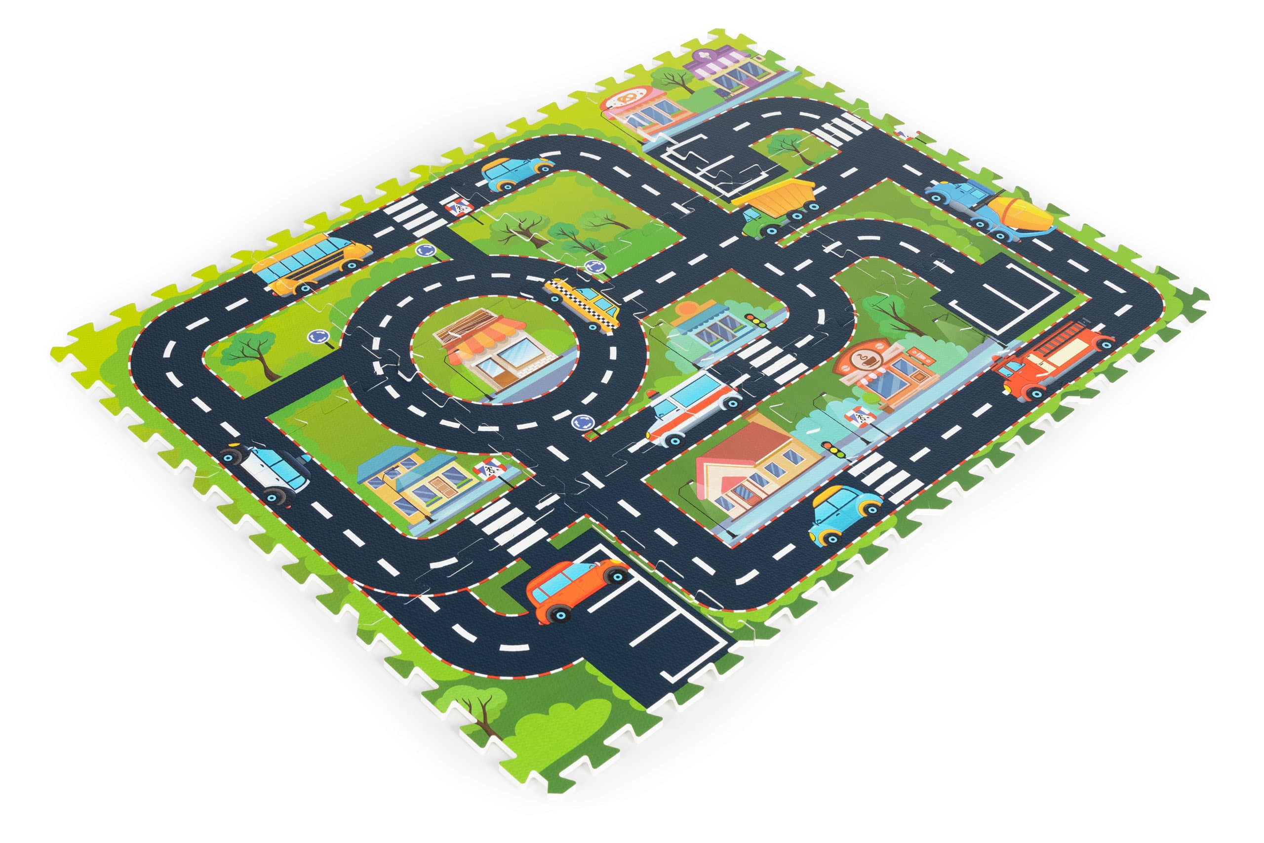 Mata piankowa dla dzieci puzzle miasto ulice drogi IPLAY