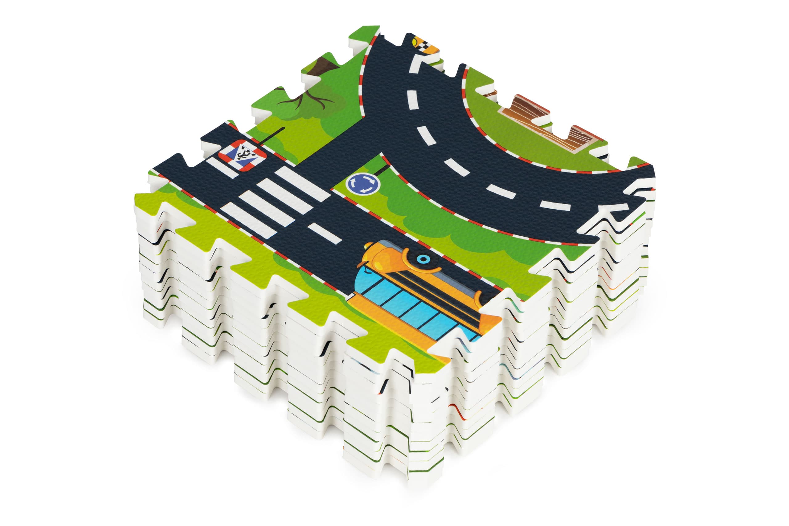 Mata piankowa dla dzieci puzzle miasto ulice drogi IPLAY