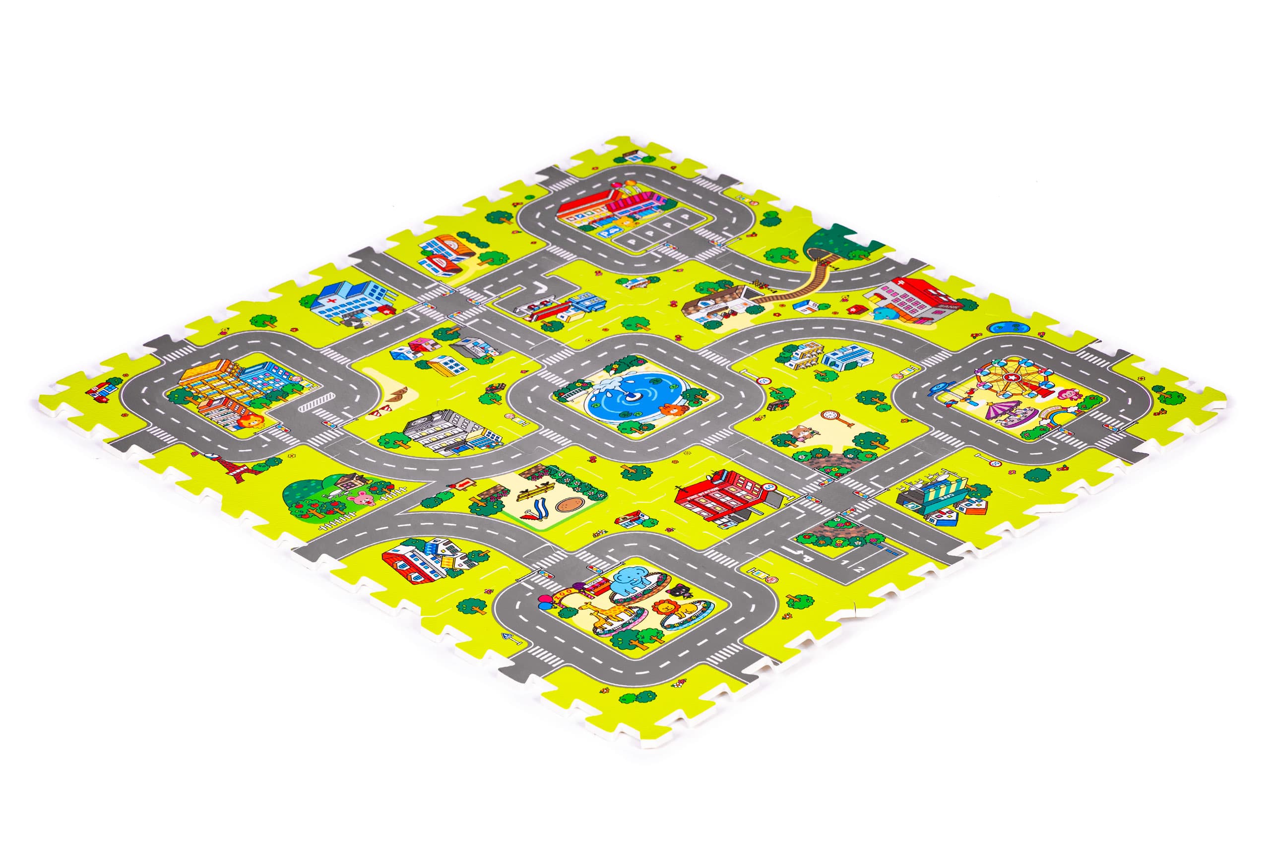 Mata piankowa dla dzieci miasto 9 elementów 90,5x90,5 cm IPLAY