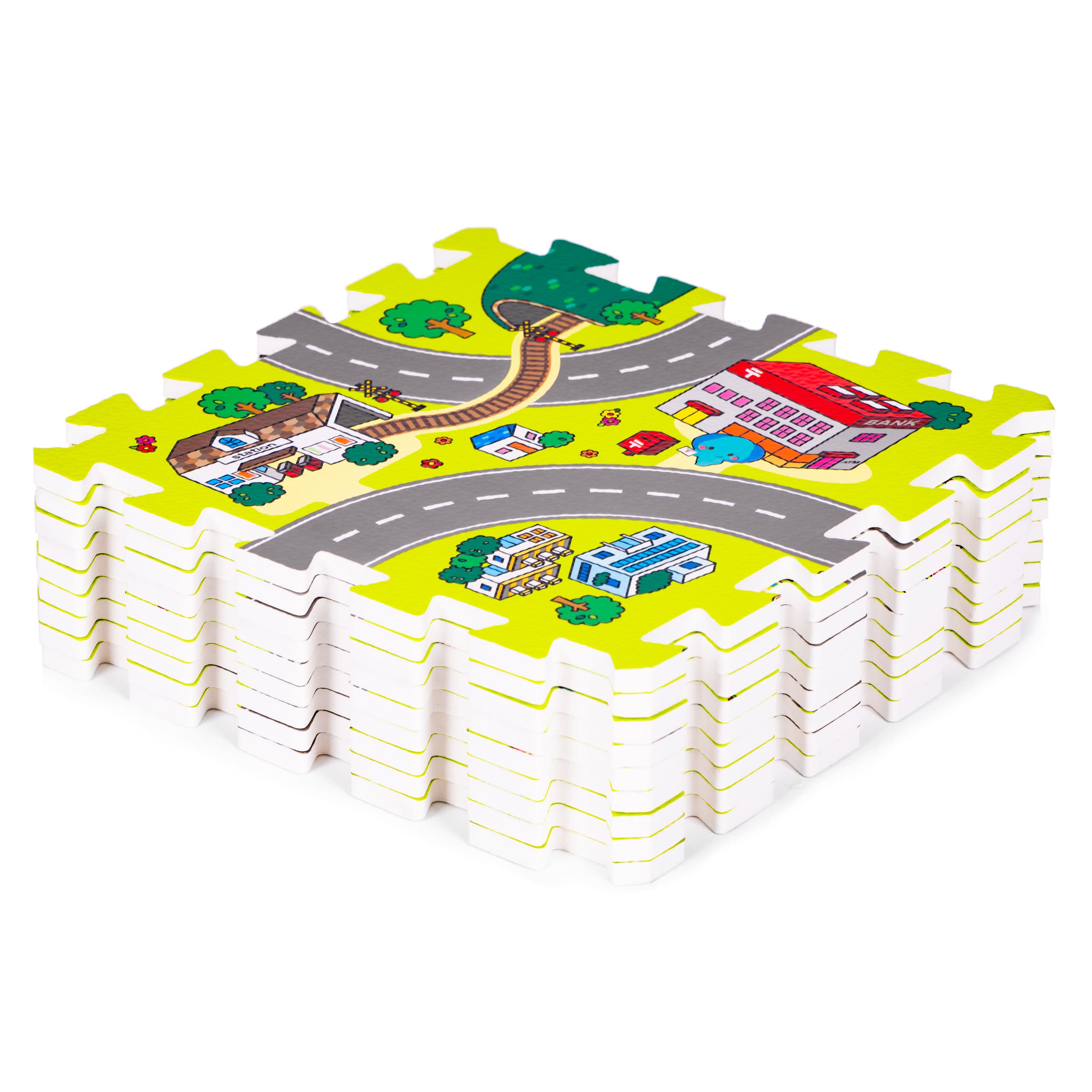 Mata piankowa dla dzieci miasto 9 elementów 90,5x90,5 cm IPLAY