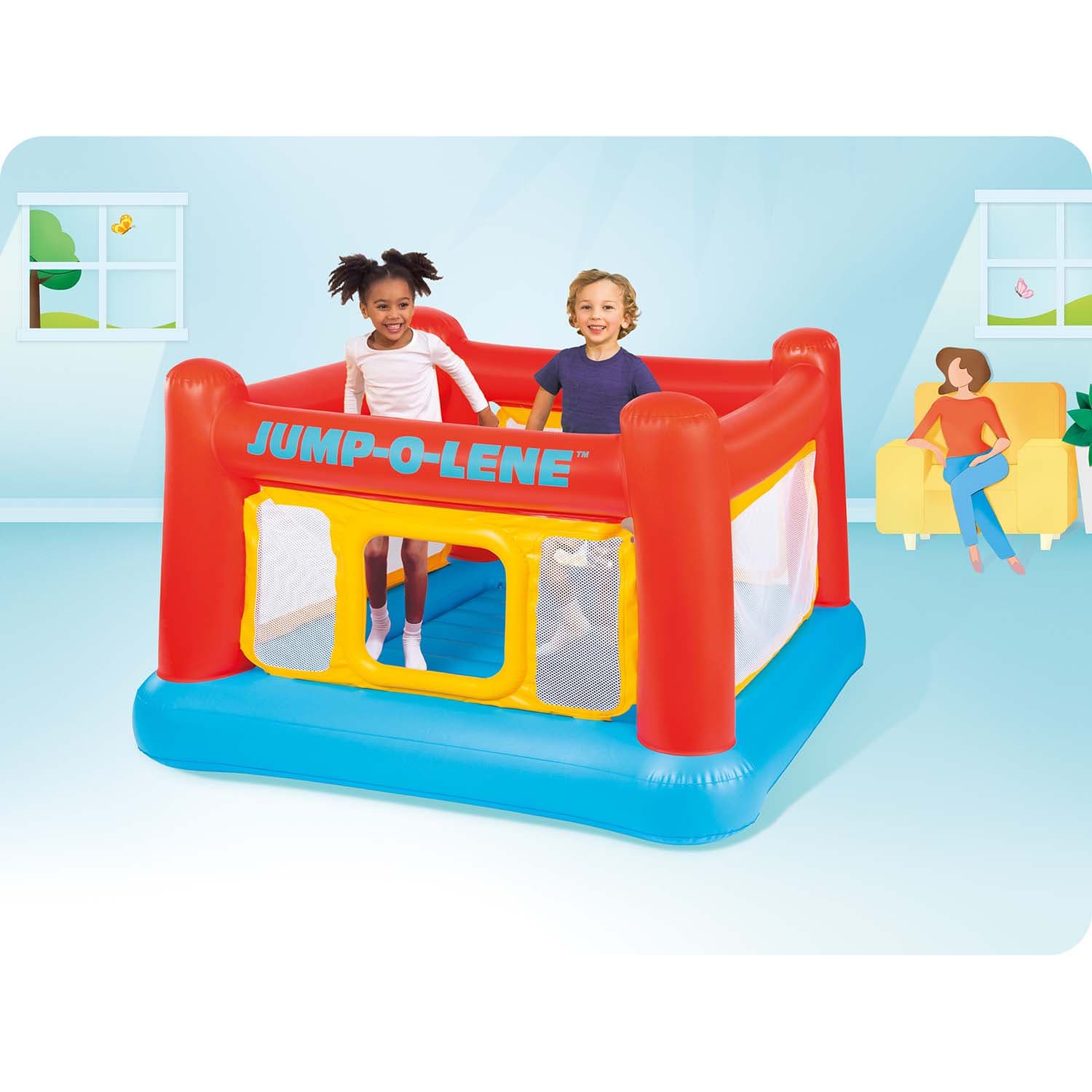 Trampolina dmuchana zamek 174x174x112 cm INTEX 48260