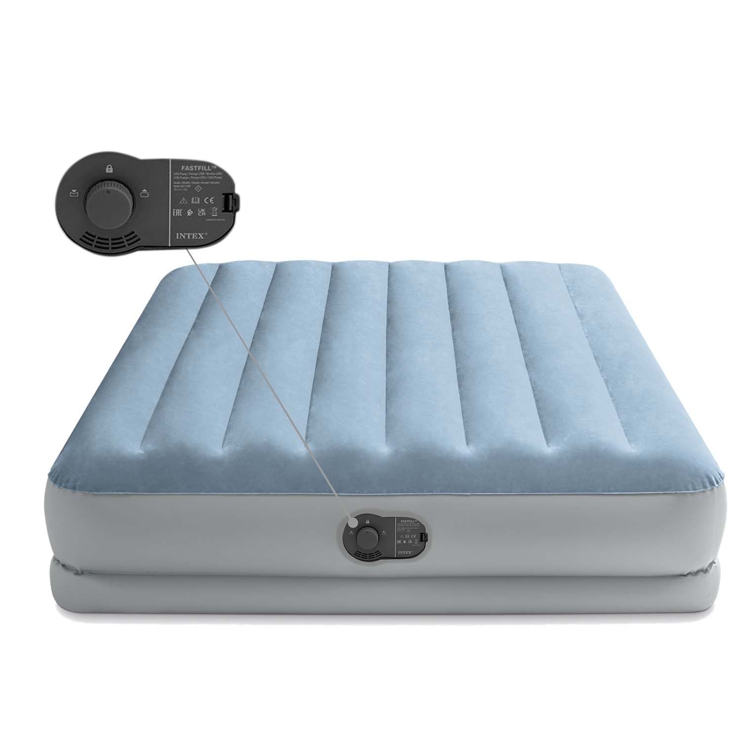 Duży materac dmuchany dwuosobowy 203x152x36 cm z wbudowaną pompką elektryczną łóżko INTEX 64159