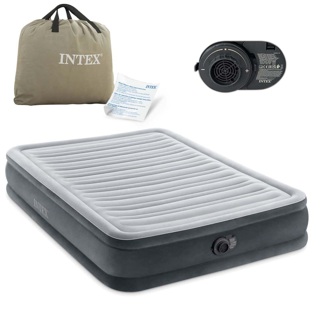 Materac łóżko do spania dwuosobowy z pompką automatyczną 191x137 cm INTEX 67768