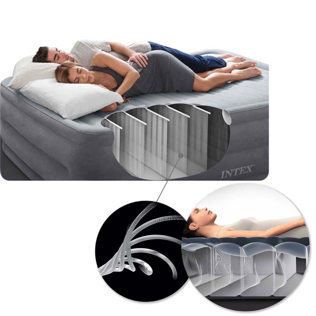 Materac łóżko do spania dwuosobowy z pompką automatyczną 191x137 cm INTEX 67768