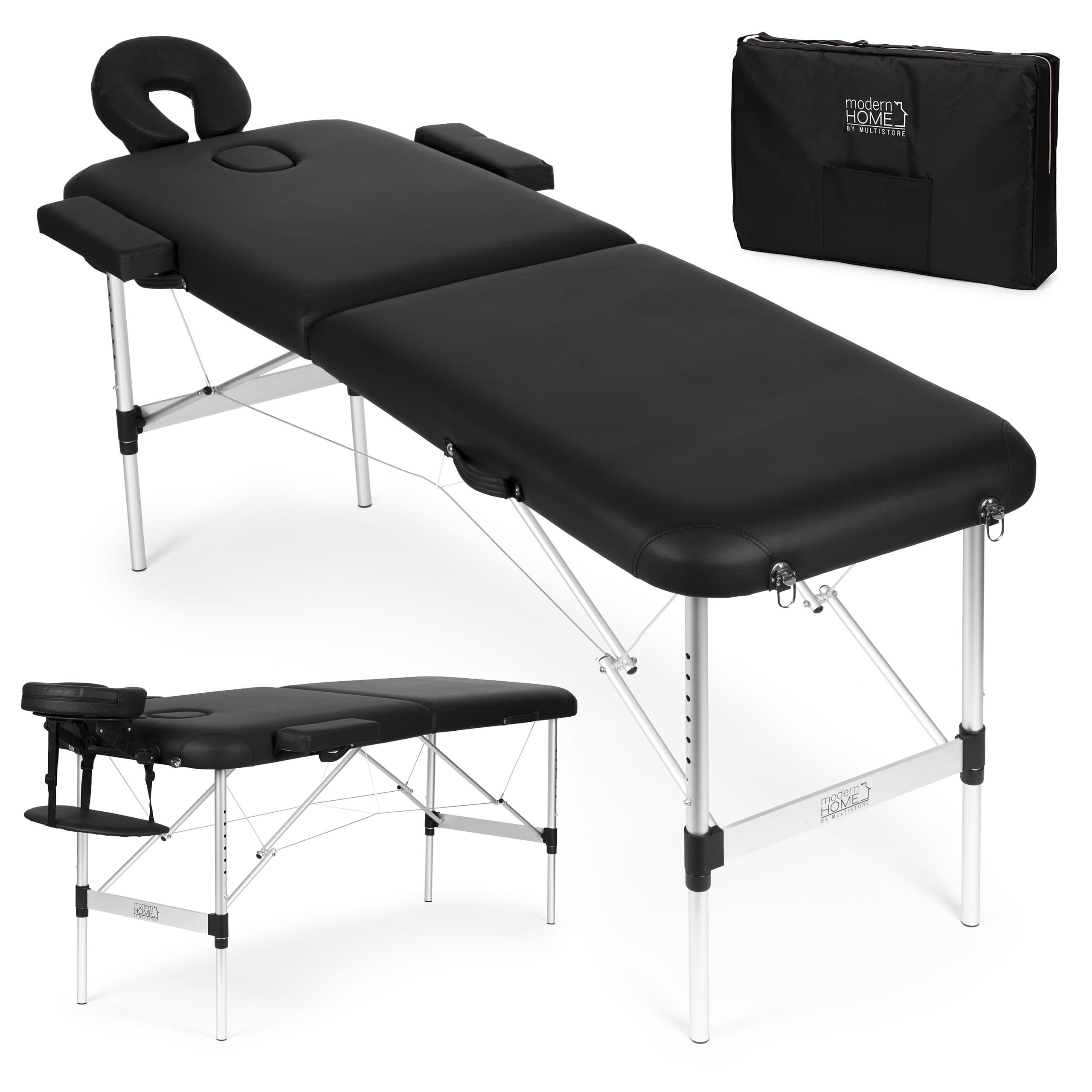 Aluminiowy stół do masażu i rehabilitacji 2-segmentowy składany w walizkę + torba ModernHome