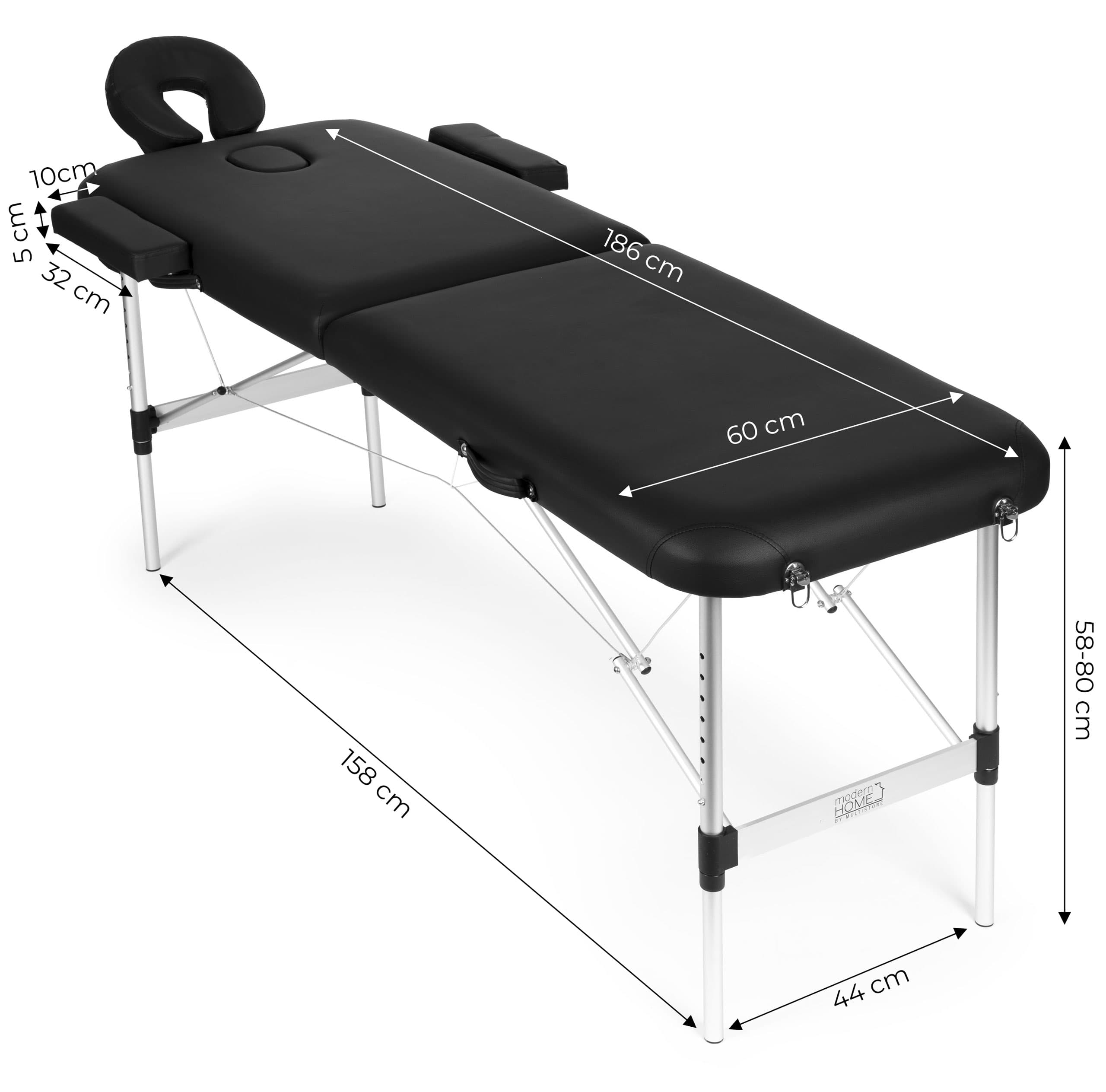Aluminiowy stół do masażu i rehabilitacji 2-segmentowy składany w walizkę + torba ModernHome