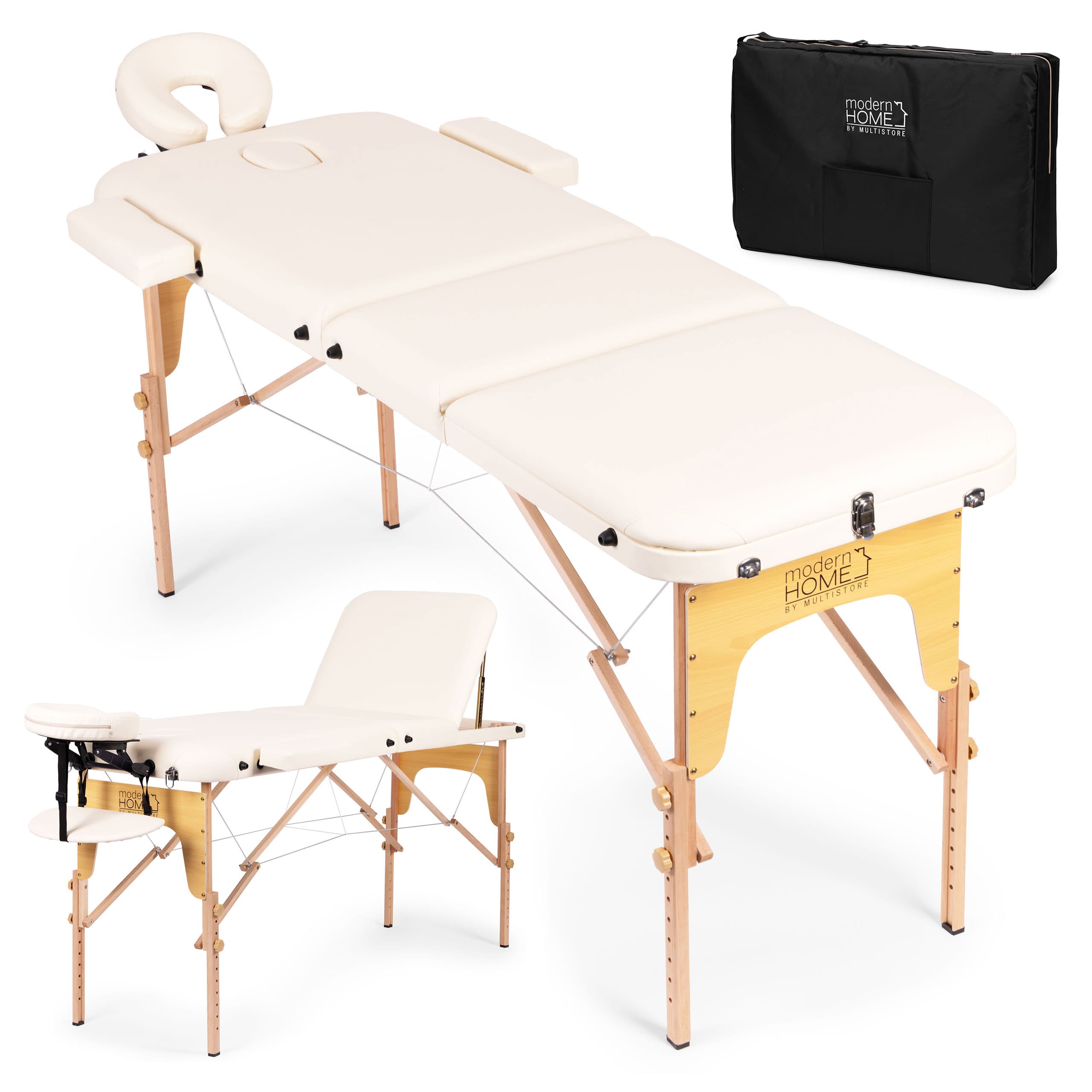 Drewniany stół do masażu i rehabilitacji 3-segmentowy składany w walizkę + torba ModernHome
