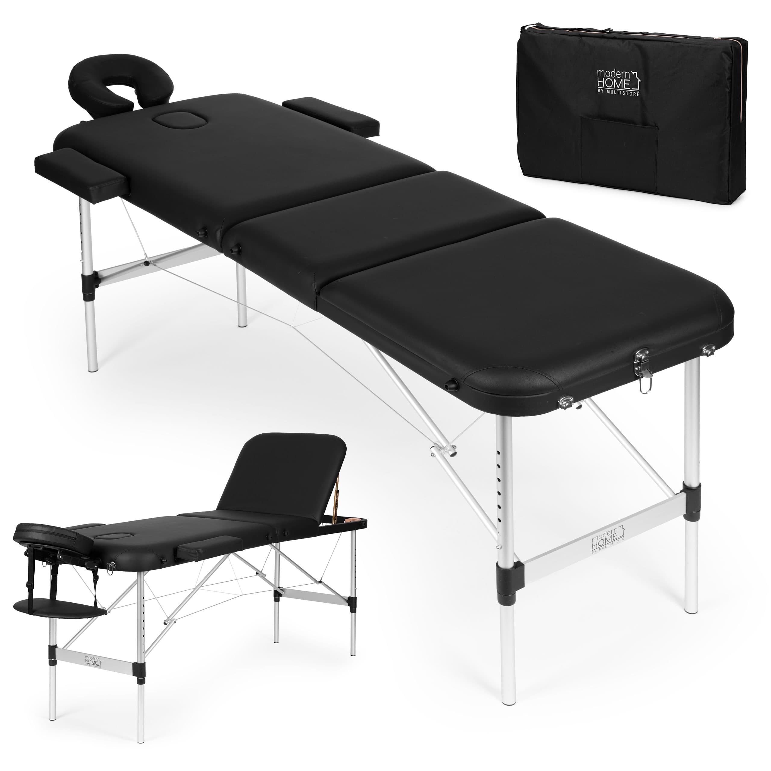 Aluminiowy stół do masażu i rehabilitacji 3-segmentowy składany w walizkę + torba ModernHome