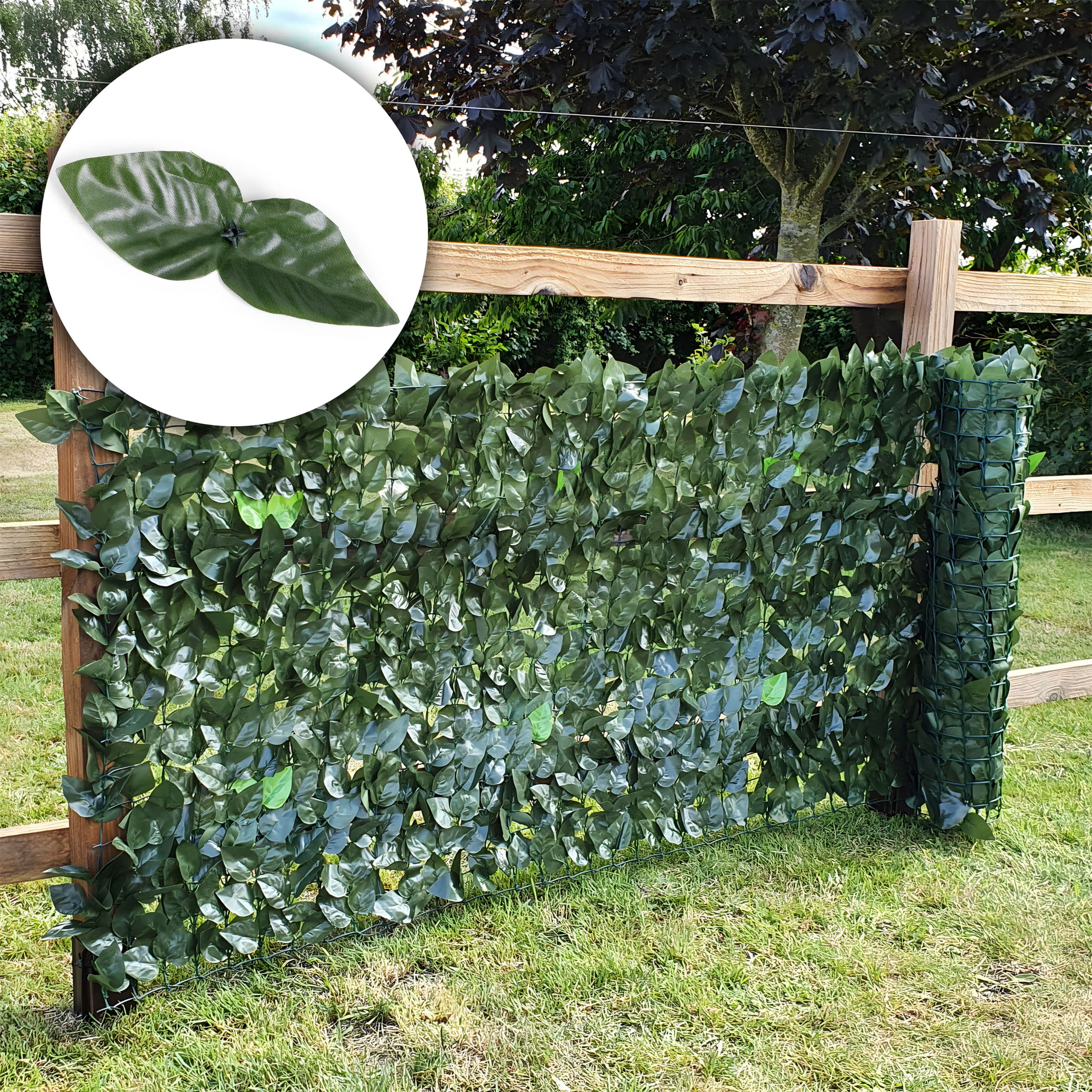 Sztuczny bluszcz żywopłot 3 sztuki 300x50 cm zielona osłona na balkon maskująca - 3 ROLKI