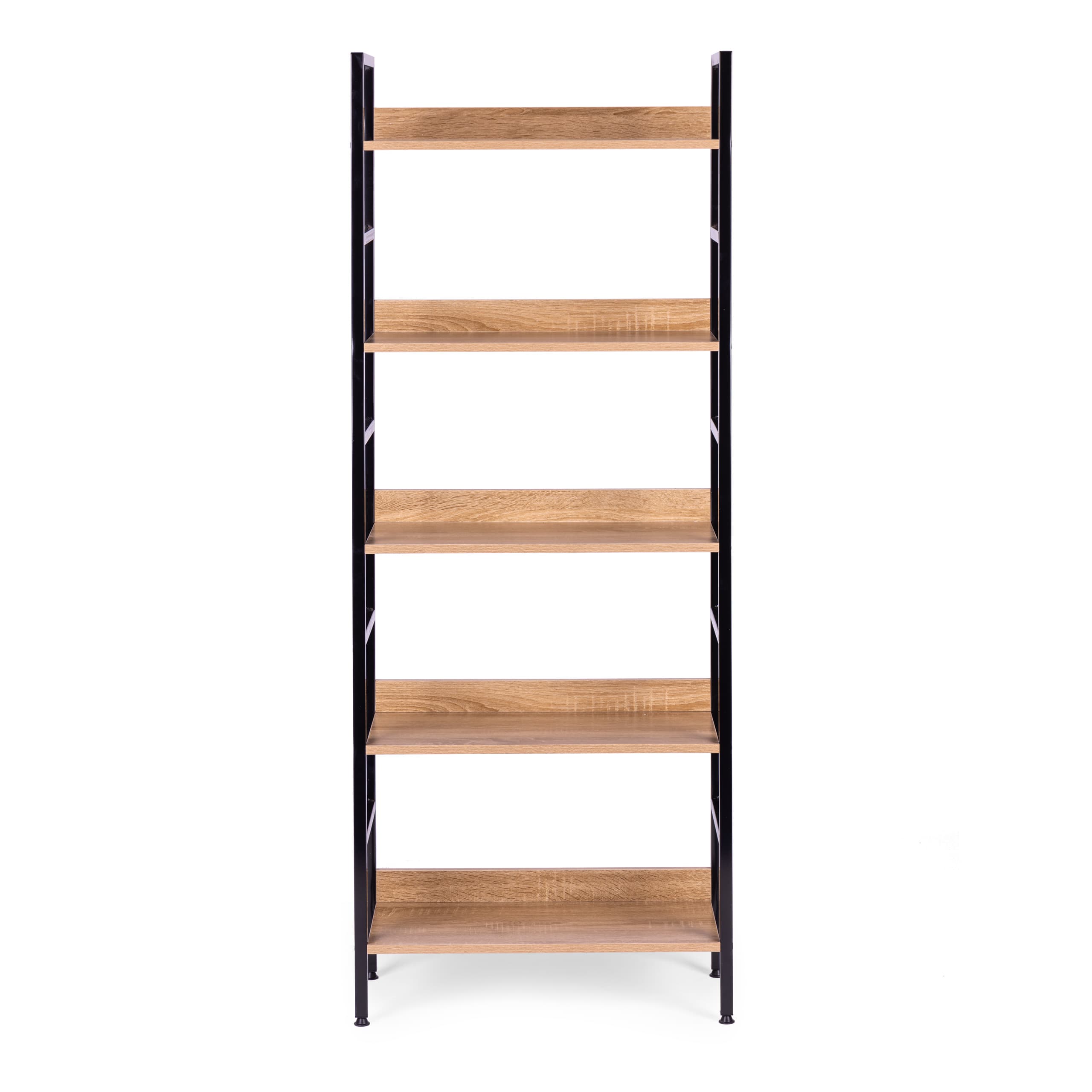 Regał loftowy wysoki 5 półek metal MDF ModernHome