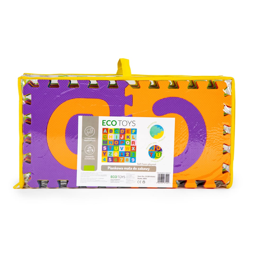 Duża mata piankowa EVA dla dzieci litery cyfry 178x178 cm 36 elementów ECOTOYS