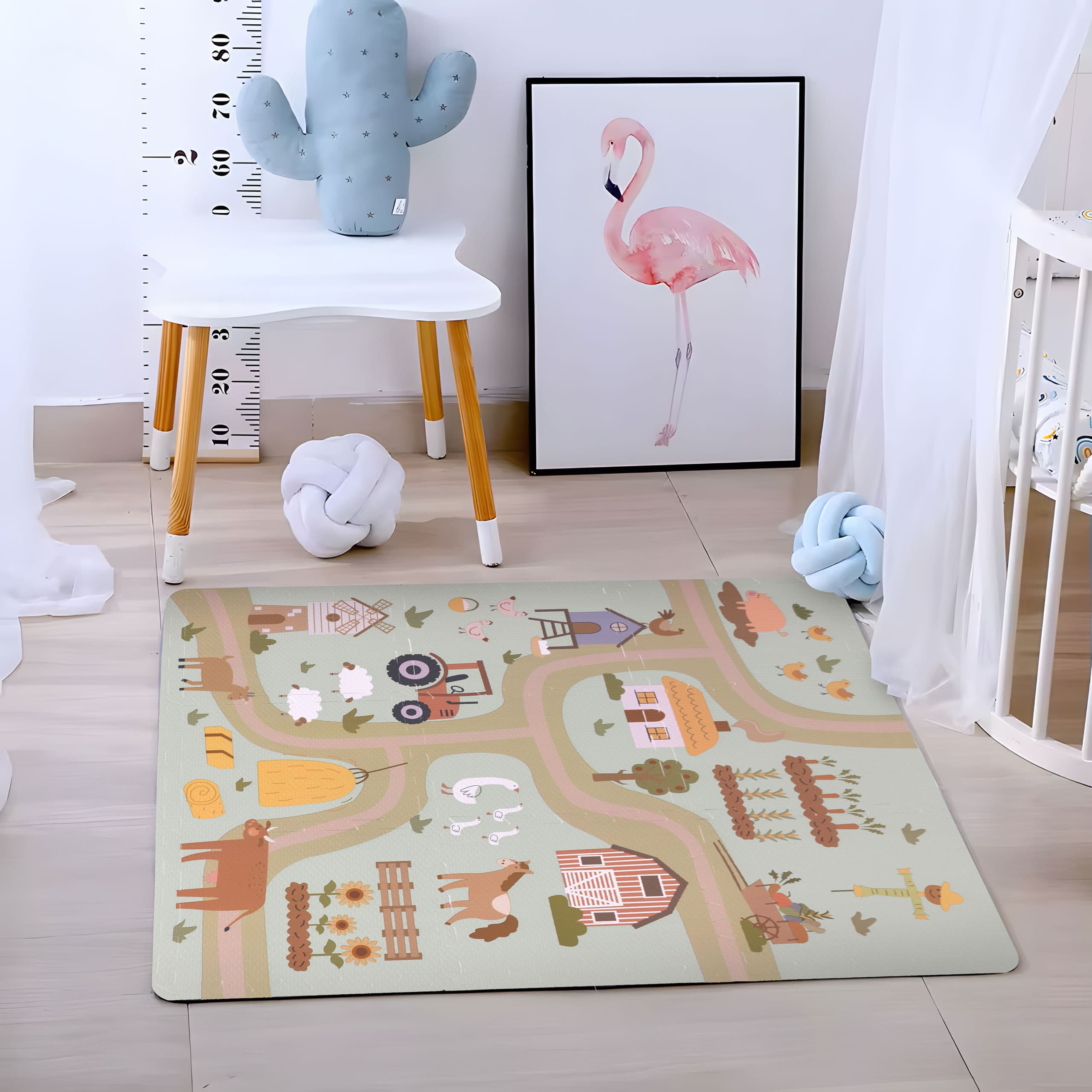 Duża mata piankowa EVA dla dzieci farma 90,5x90,5 cm 21 elementów ECOTOYS