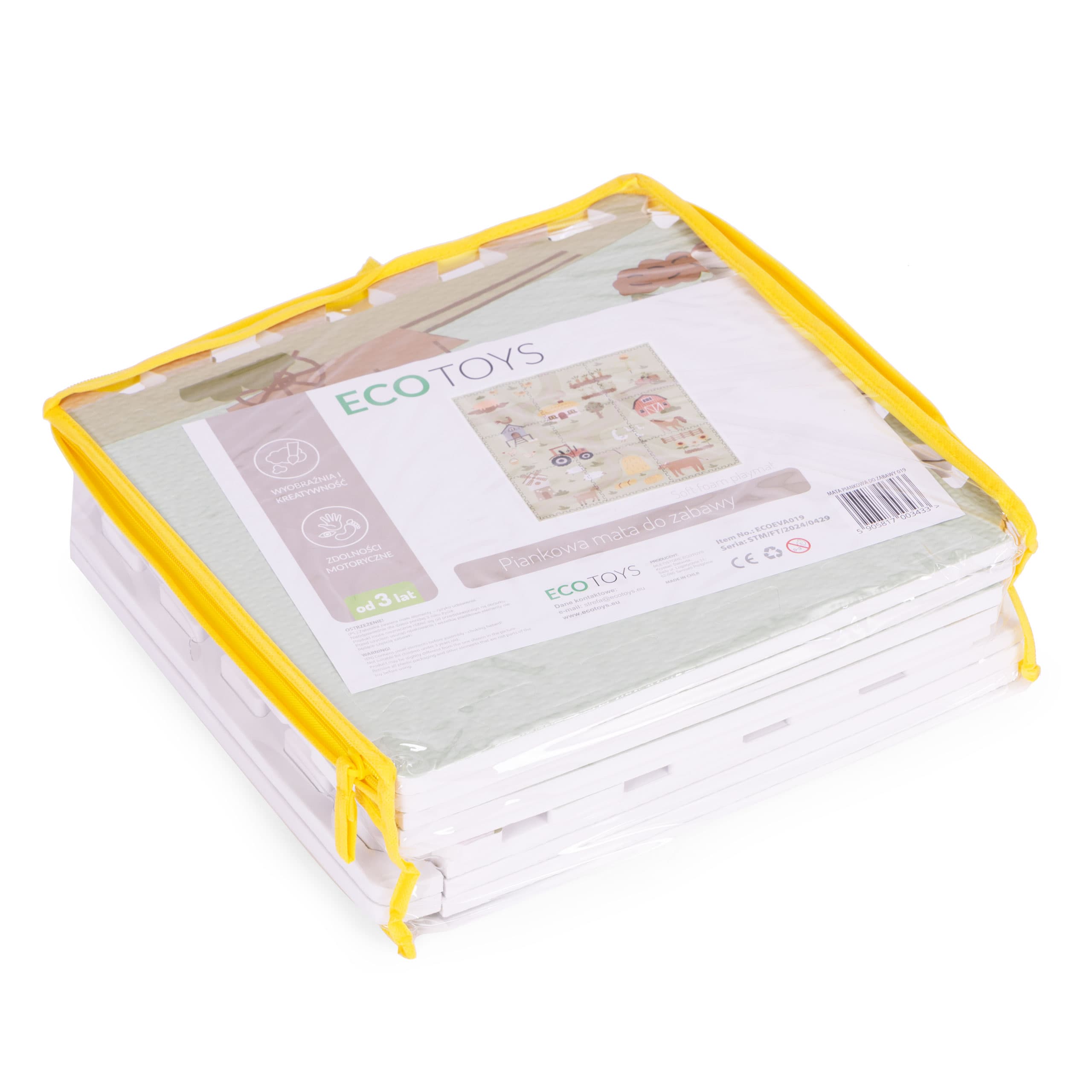 Duża mata piankowa EVA dla dzieci farma 90,5x90,5 cm 21 elementów ECOTOYS