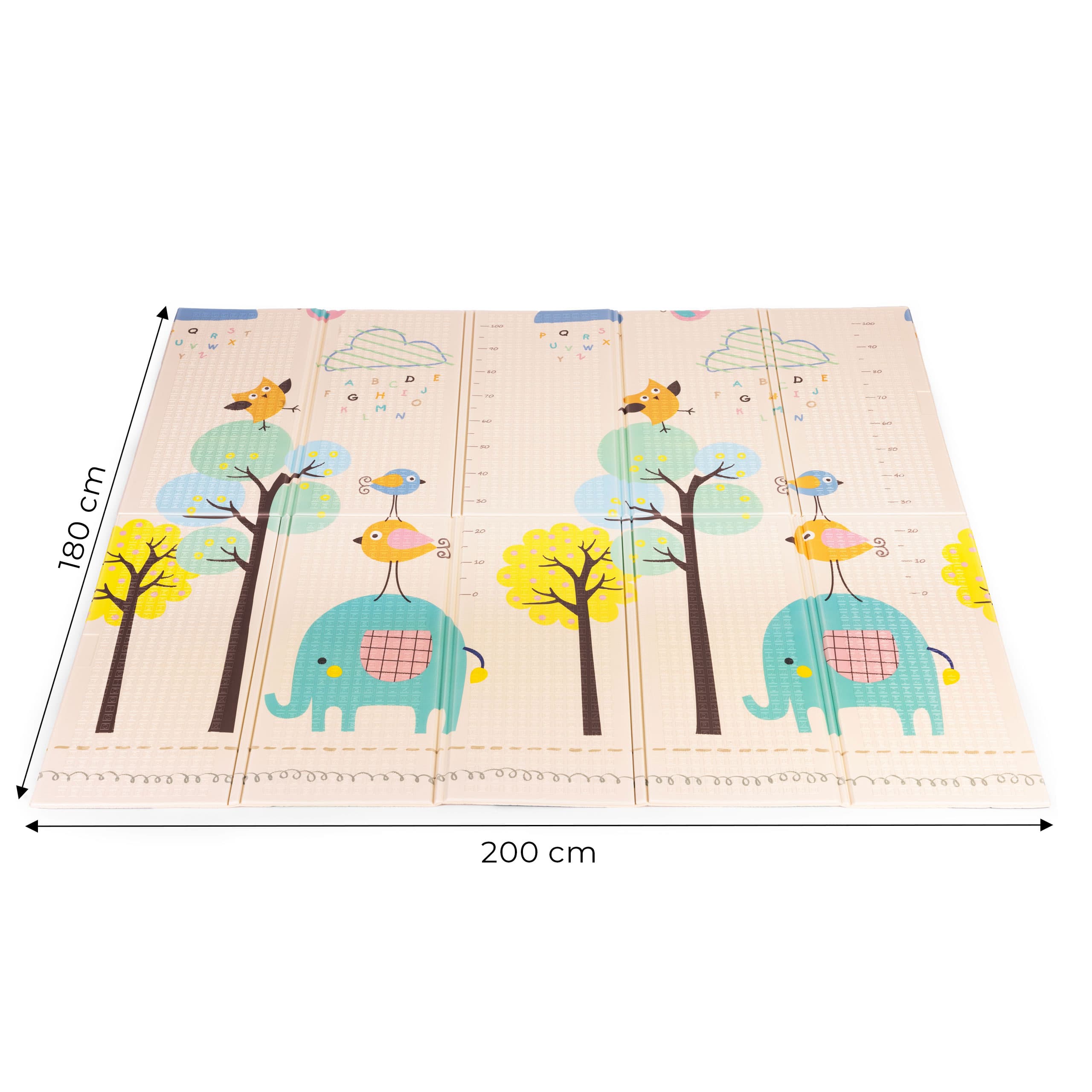 Mata piankowa dla dzieci 200x180 cm edukacyjna dwustronna składana miarka wzrostu alfabet ECOTOYS