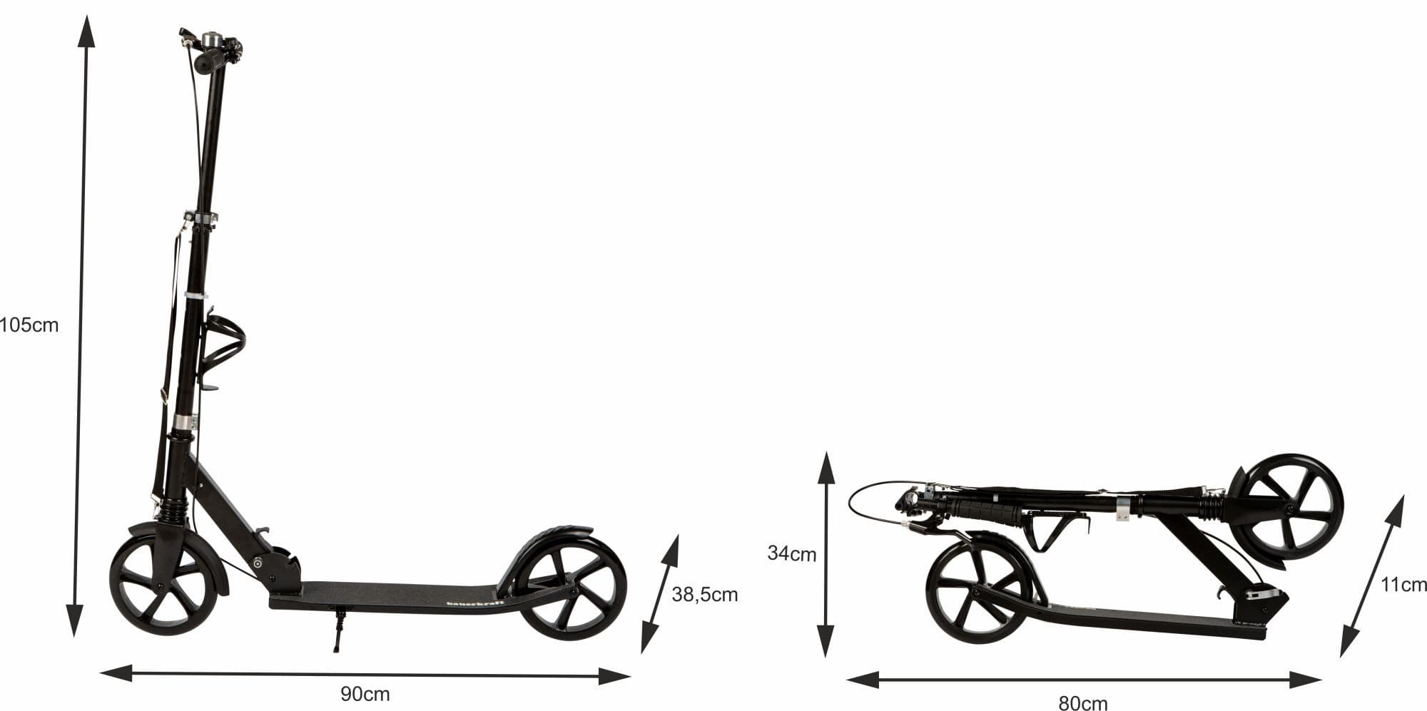 Hulajnoga miejska dla dzieci i młodzieży składana regulacja wysokości 95-105 cm koła 200 mm uchwyt na bidon