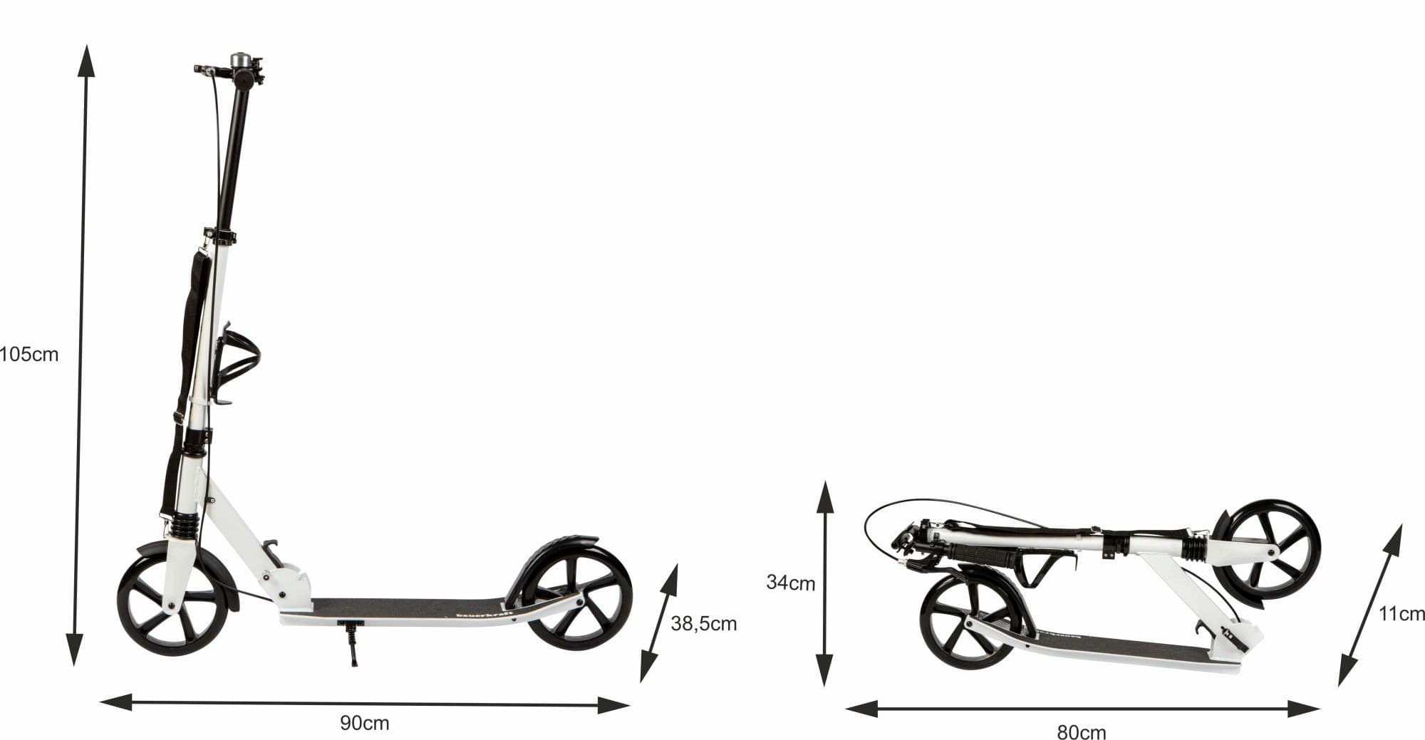 Hulajnoga miejska dla dzieci i młodzieży składana regulacja wysokości 95-105 cm koła 200 mm uchwyt na bidon