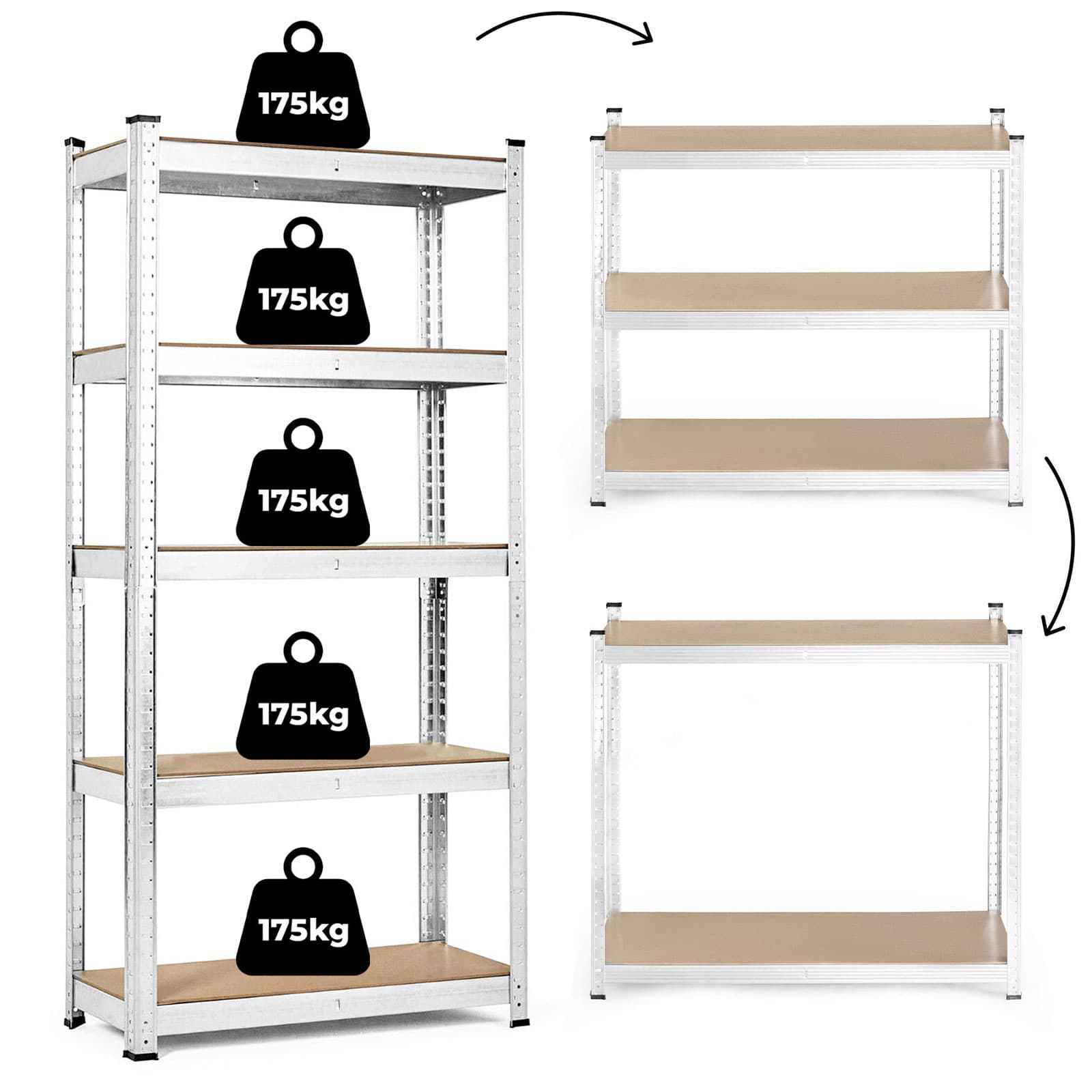 Regał magazynowy 205x120x45 cm stal galwanizowana 5 półek 875 kg ModernHome