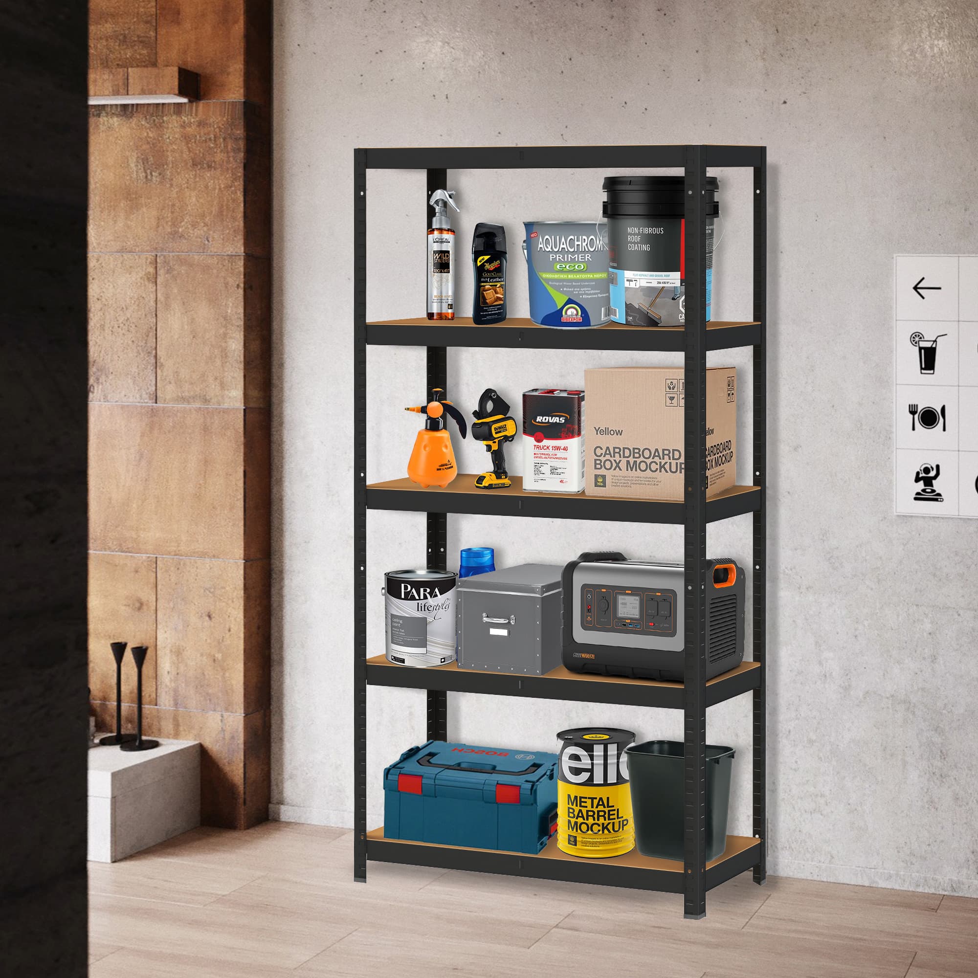 Regał metalowy magazynowy 180x90x40 cm do garażu piwnicy 5 półek 875 kg ModernHome