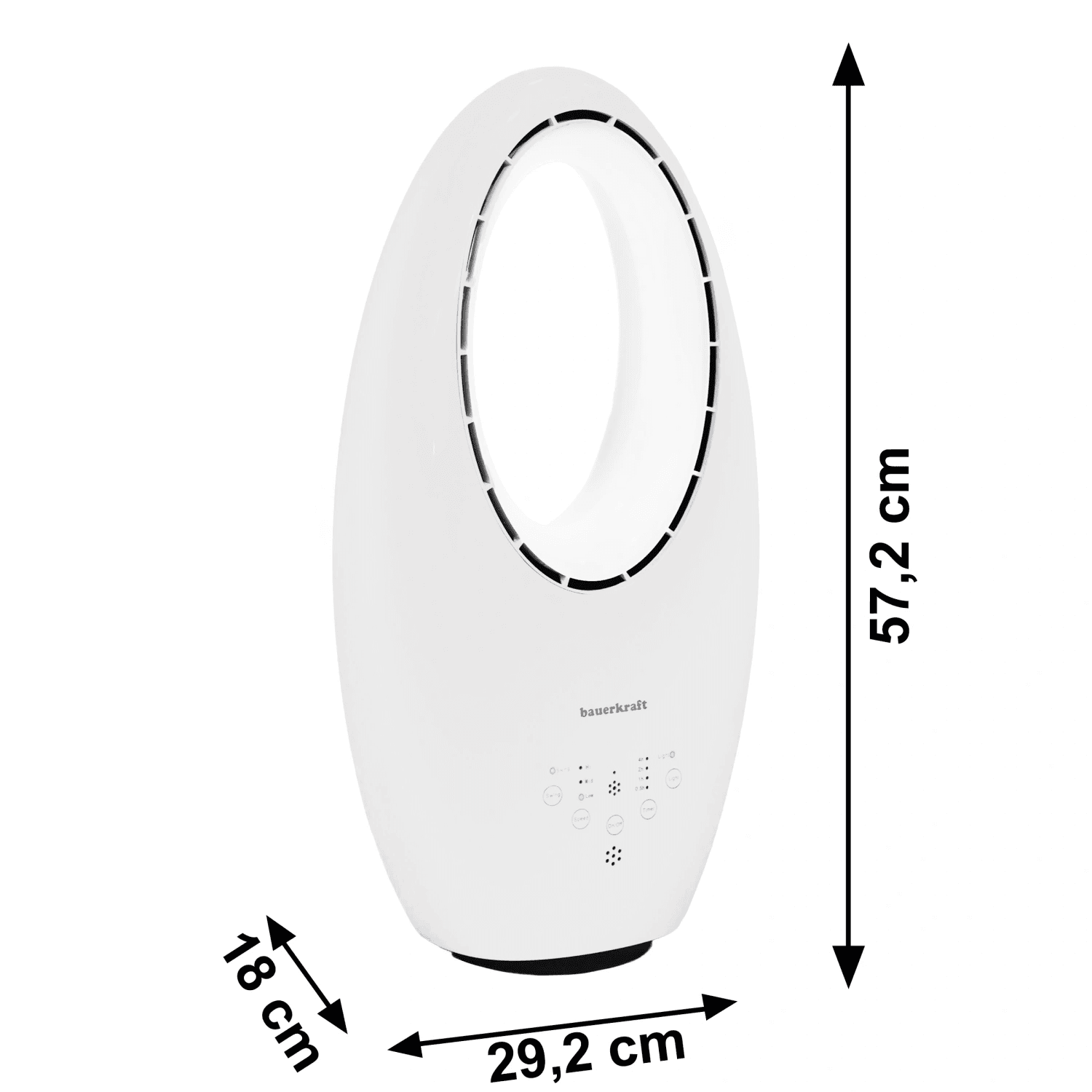 Nowoczesny wentylator stojący bezłopatkowy podłogowy 60W 3 tryby pracy pilot timer podświetlenie LED