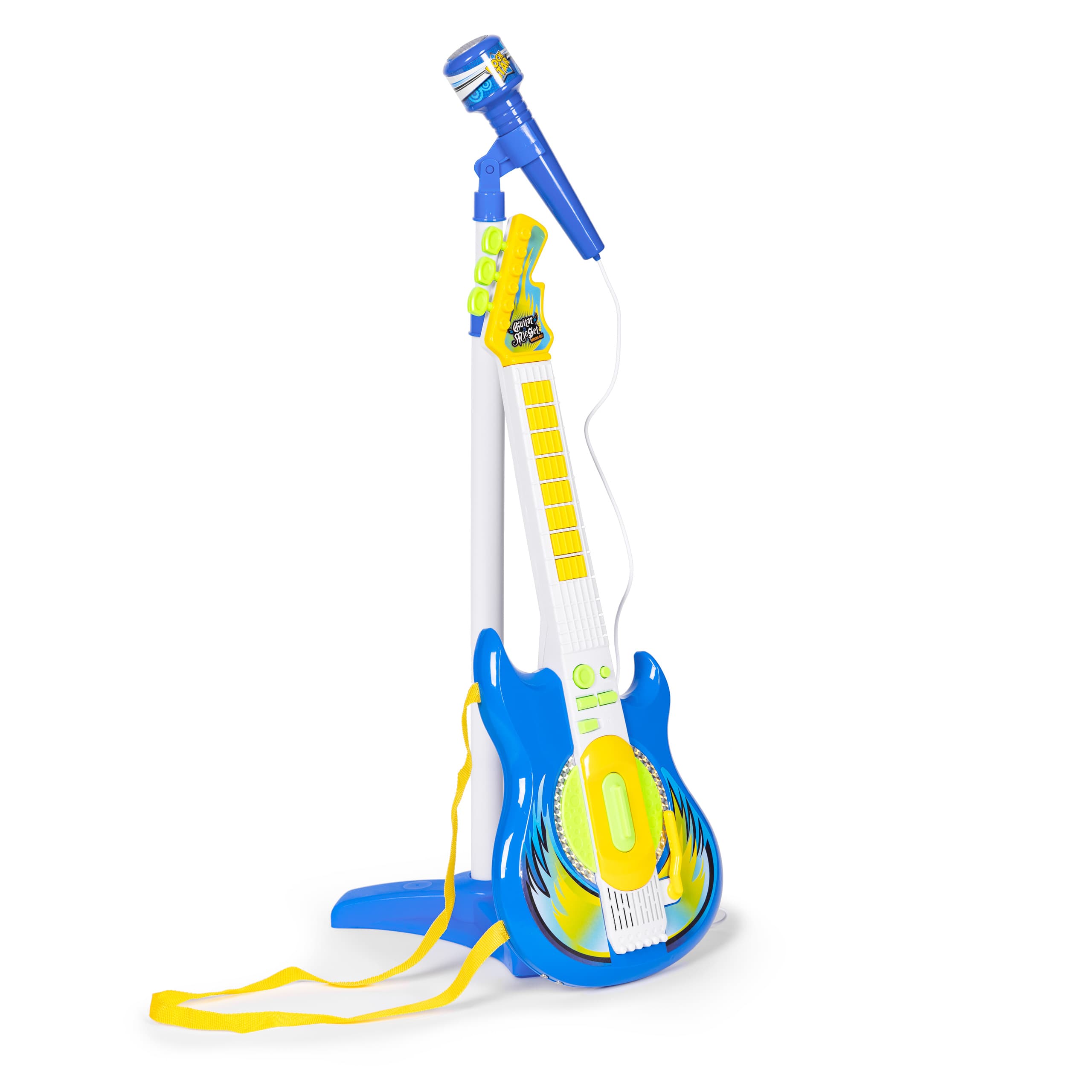 Zestaw gitara elektryczna mikrofon statyw dla dzieci MP3 - niebieska