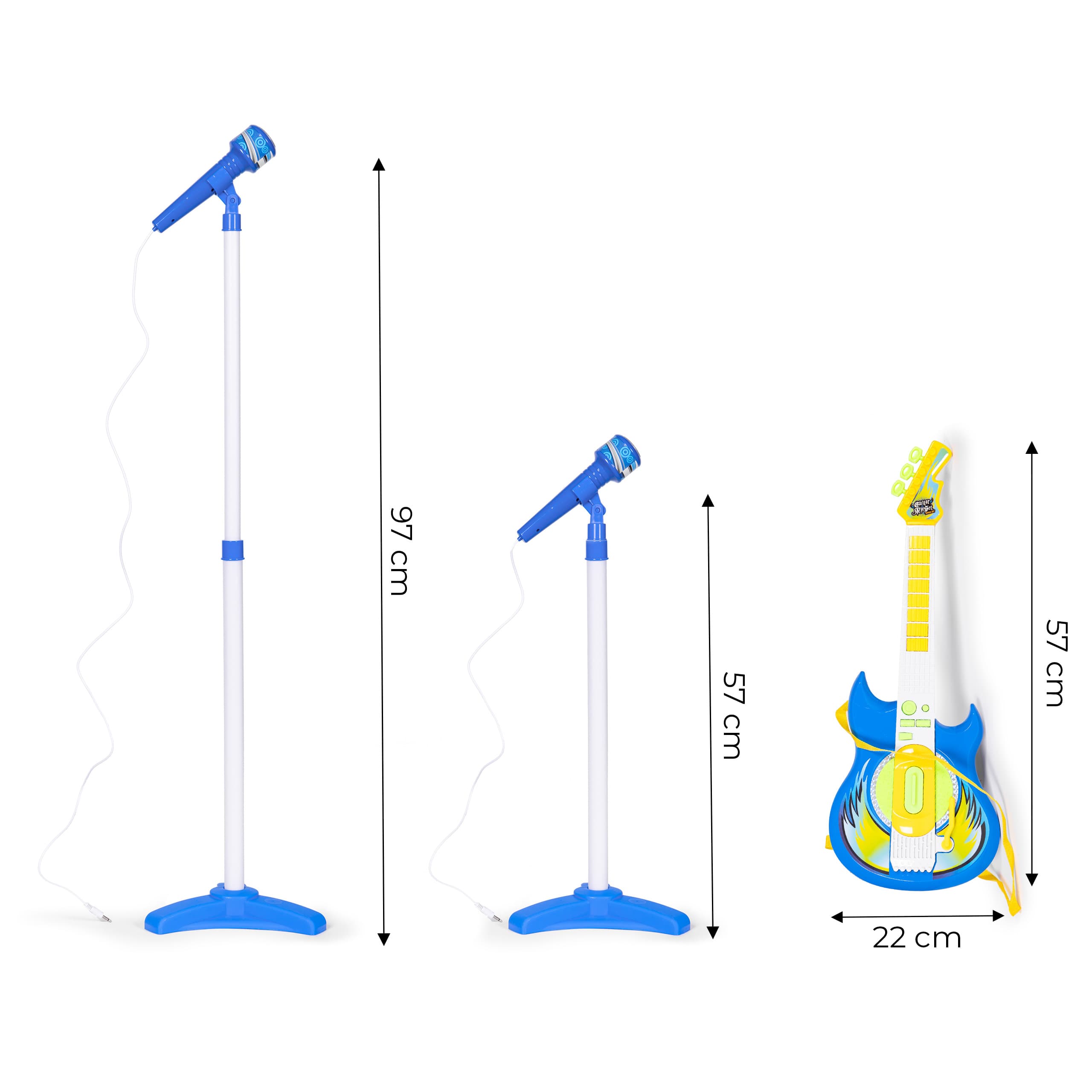 Zestaw gitara elektryczna mikrofon statyw dla dzieci MP3 - niebieska