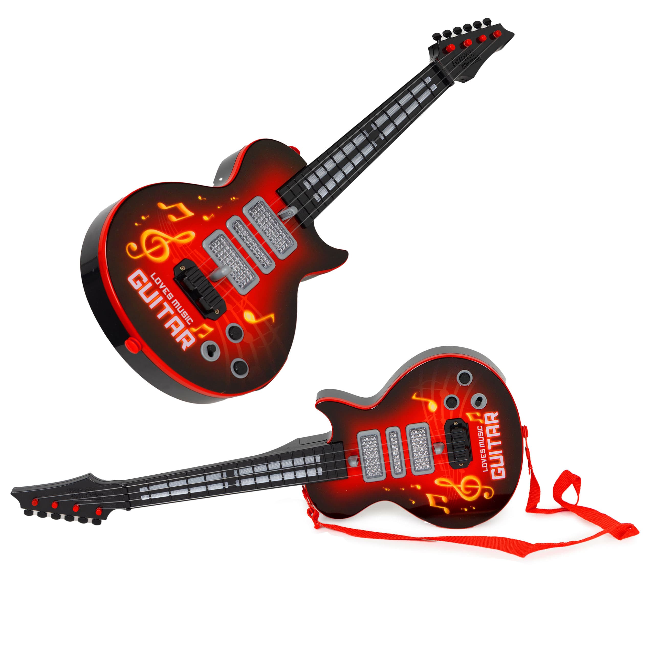 Gitara dla dzieci elektryczna z nauką gry na gitarze podczerwień melodie czerwona