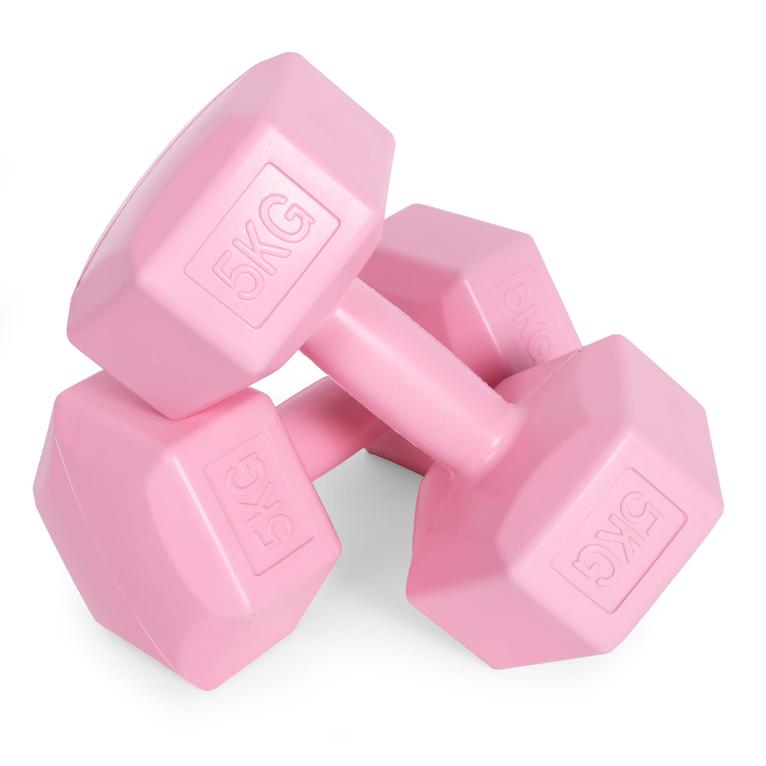 Hantle sześciokątne zestaw 2x5 kg ciężarki do ćwiczeń obciążniki fitness różowe ModernHome