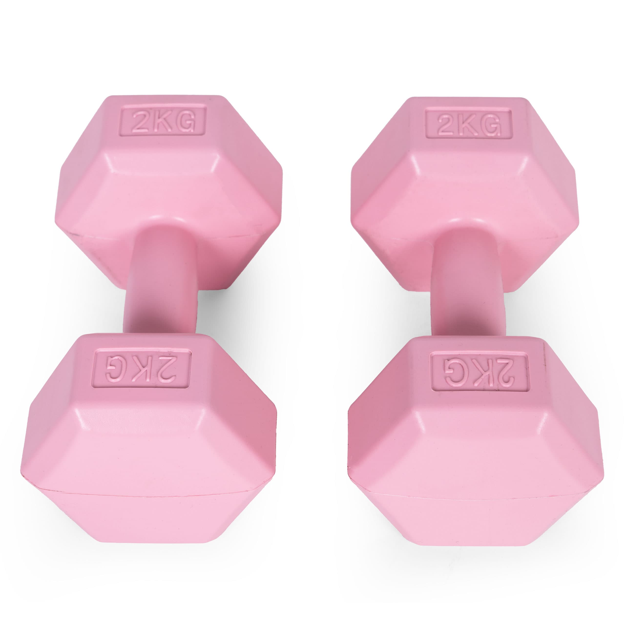Hantle sześciokątne zestaw 2x2 kg ciężarki do ćwiczeń obciążniki fitness różowe ModernHome