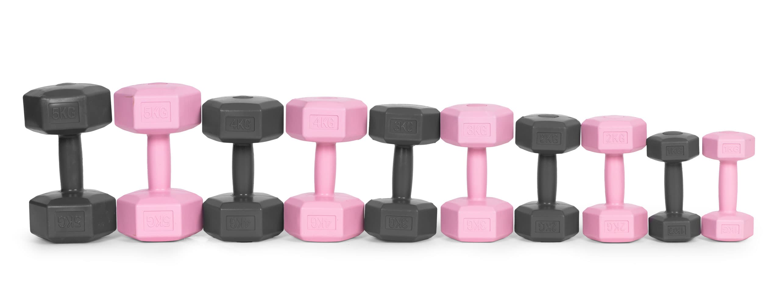 Hantle sześciokątne zestaw 2x2 kg ciężarki do ćwiczeń obciążniki fitness różowe ModernHome
