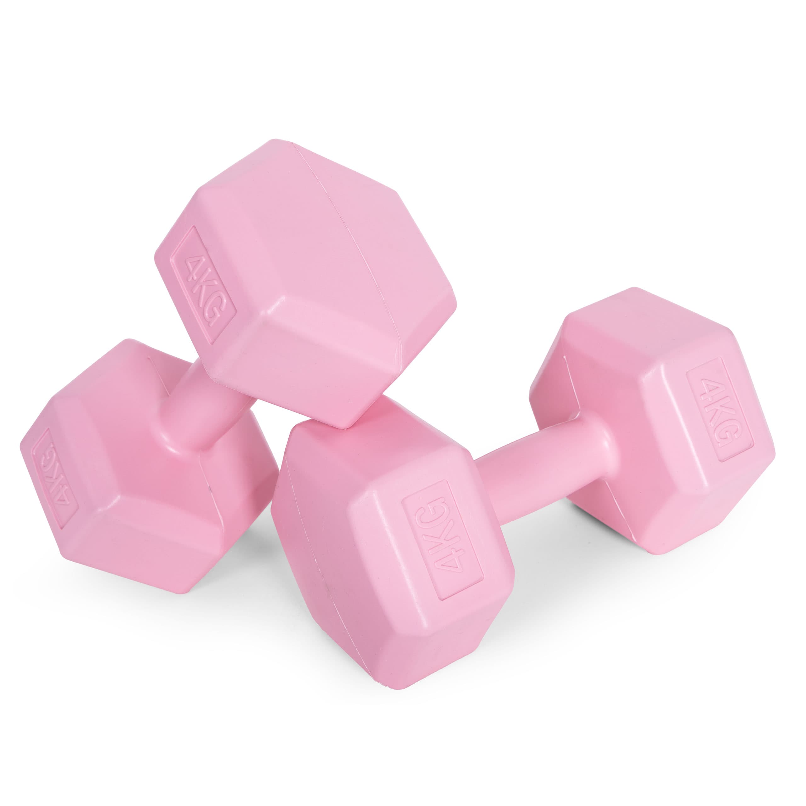 Hantle sześciokątne zestaw 2x4 kg ciężarki do ćwiczeń obciążniki fitness różowe ModernHome
