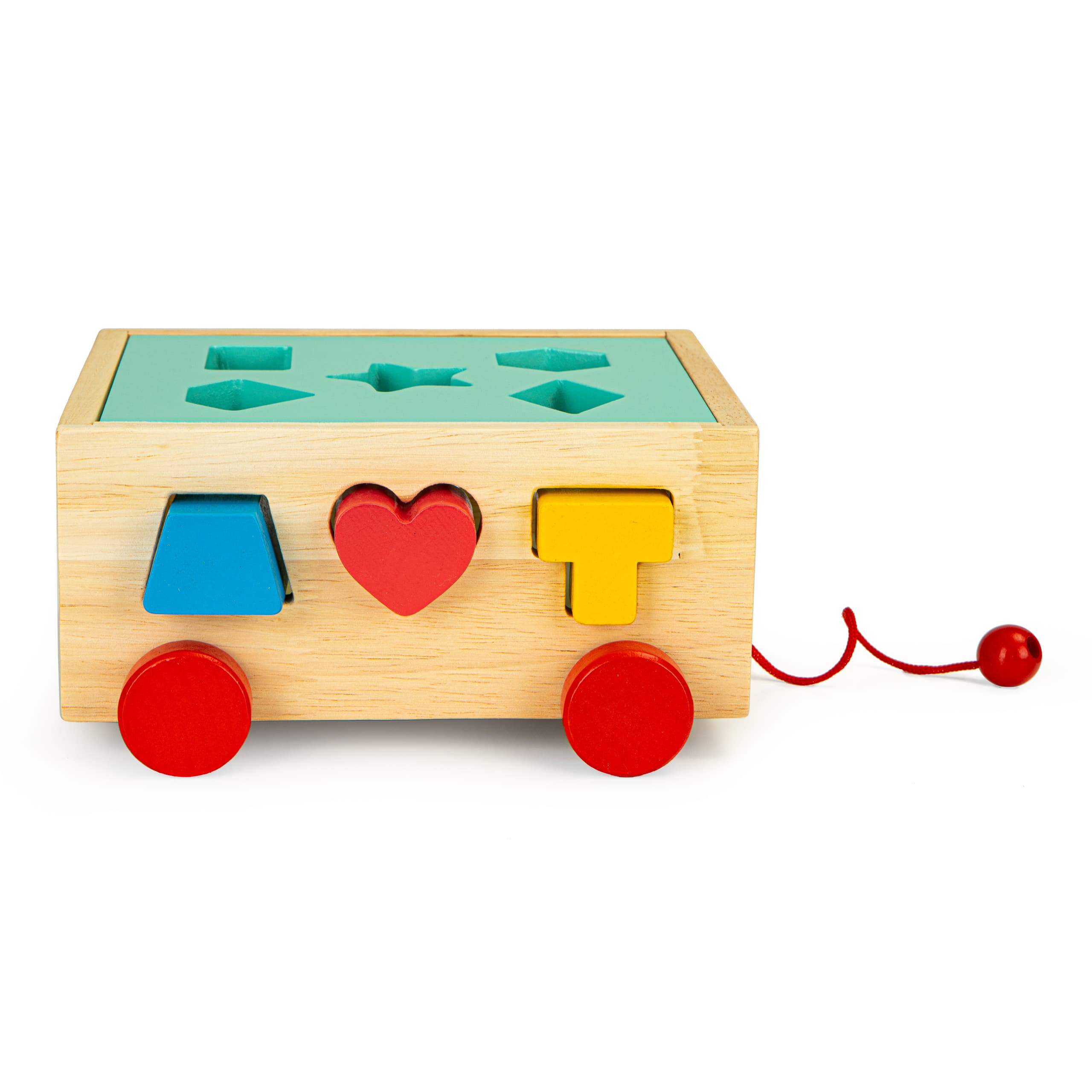 Drewniany wózek sorter z klockami kostka edukacyjna dla dzieci ECOTOYS