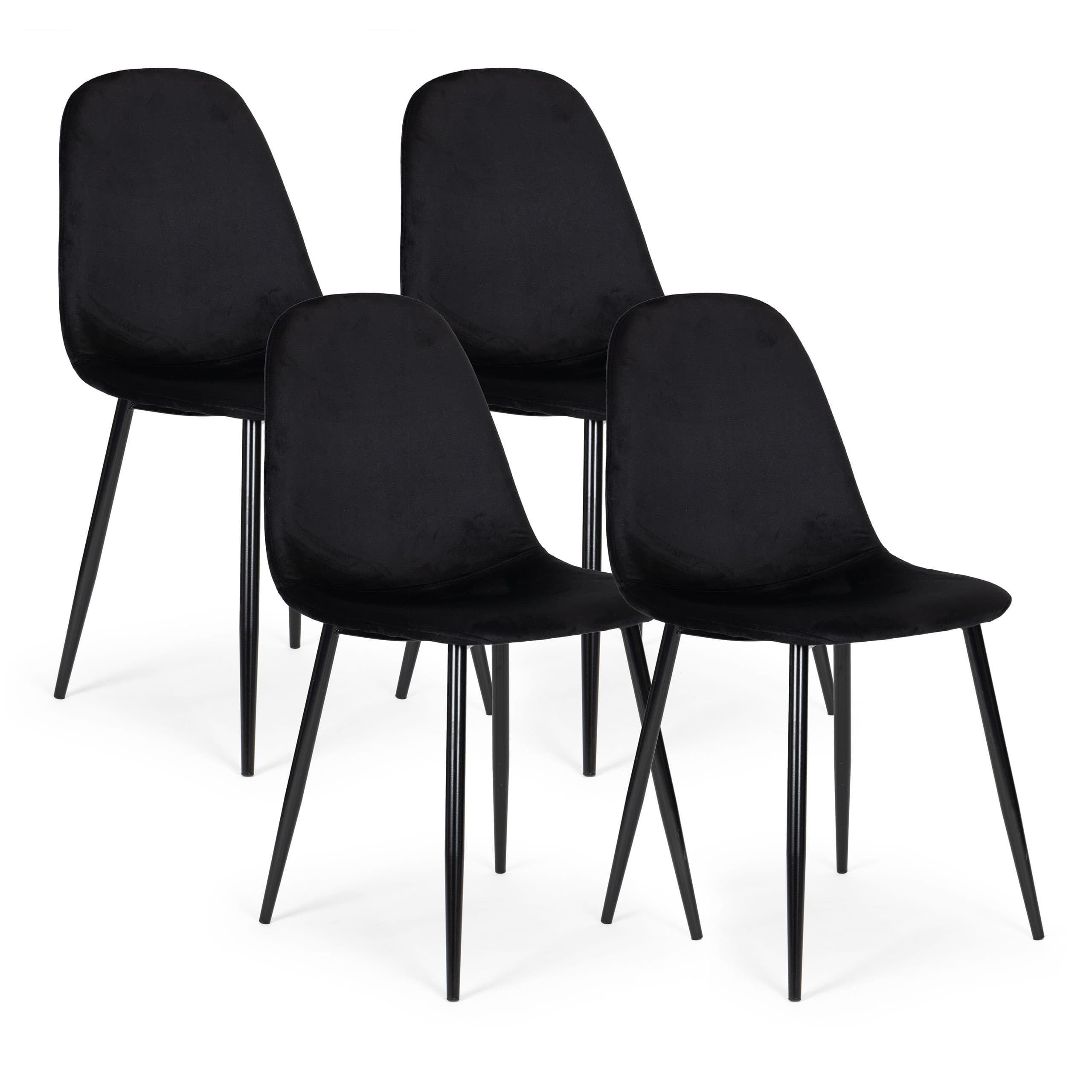 Komplet 4 krzeseł welurowych krzesło do jadalni i salonu czarne ModernHome