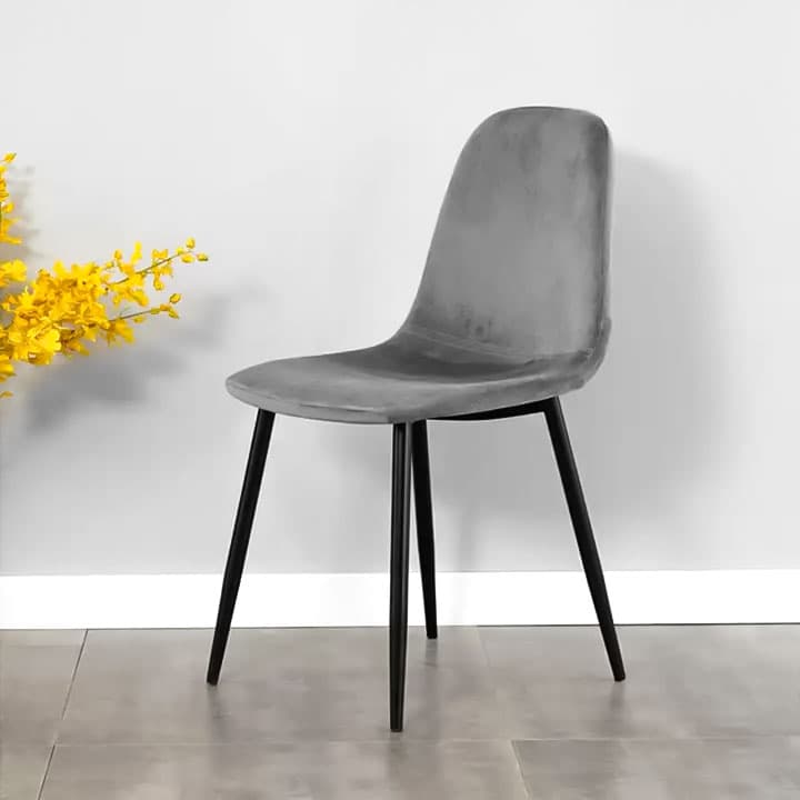 Komplet 4 krzeseł welurowych krzesło do jadalni i salonu szare ModernHome