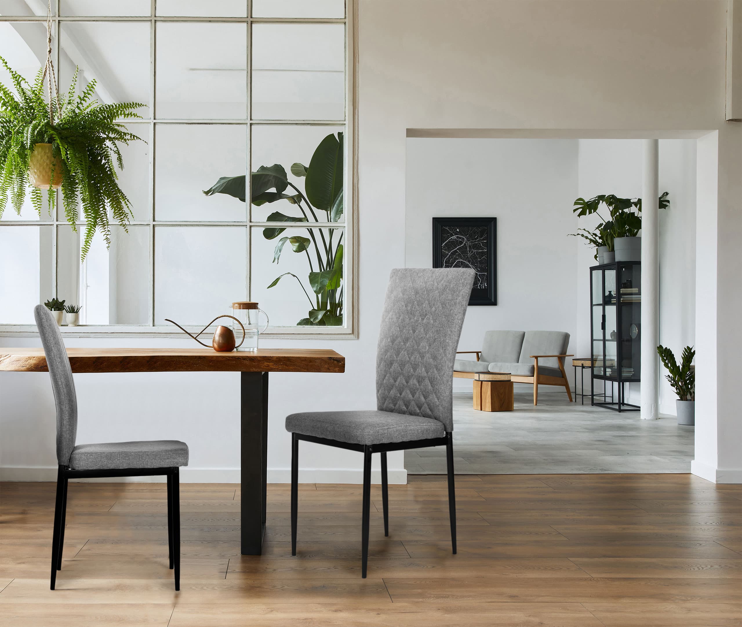 Komplet krzeseł pikowanych krzesło do jadalni i salonu 4 sztuki szare ModernHome