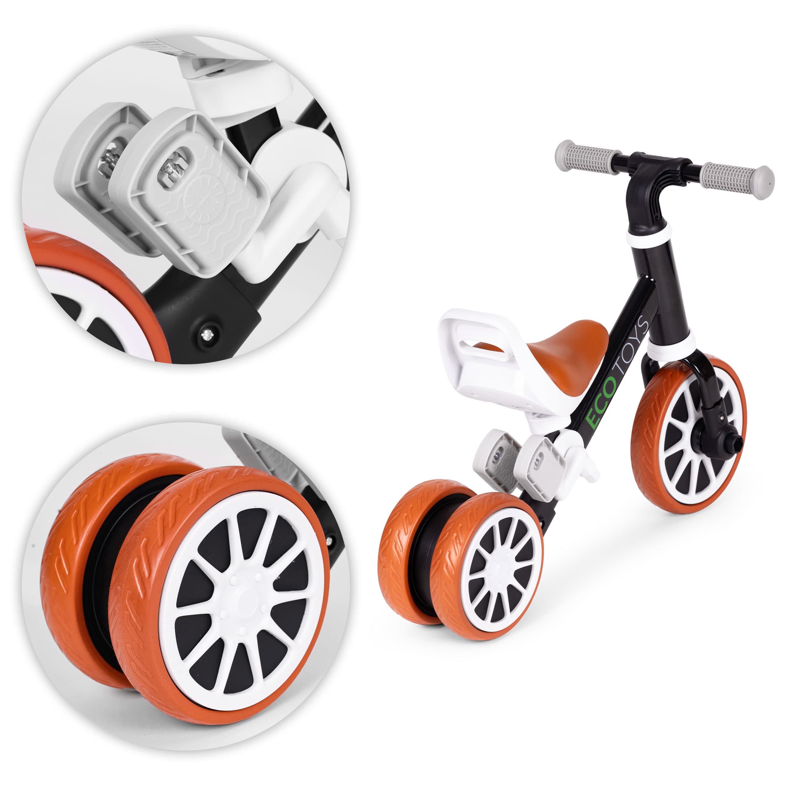 Rowerek biegowy jeździk z pedałami 2w1 czarny ECOTOYS