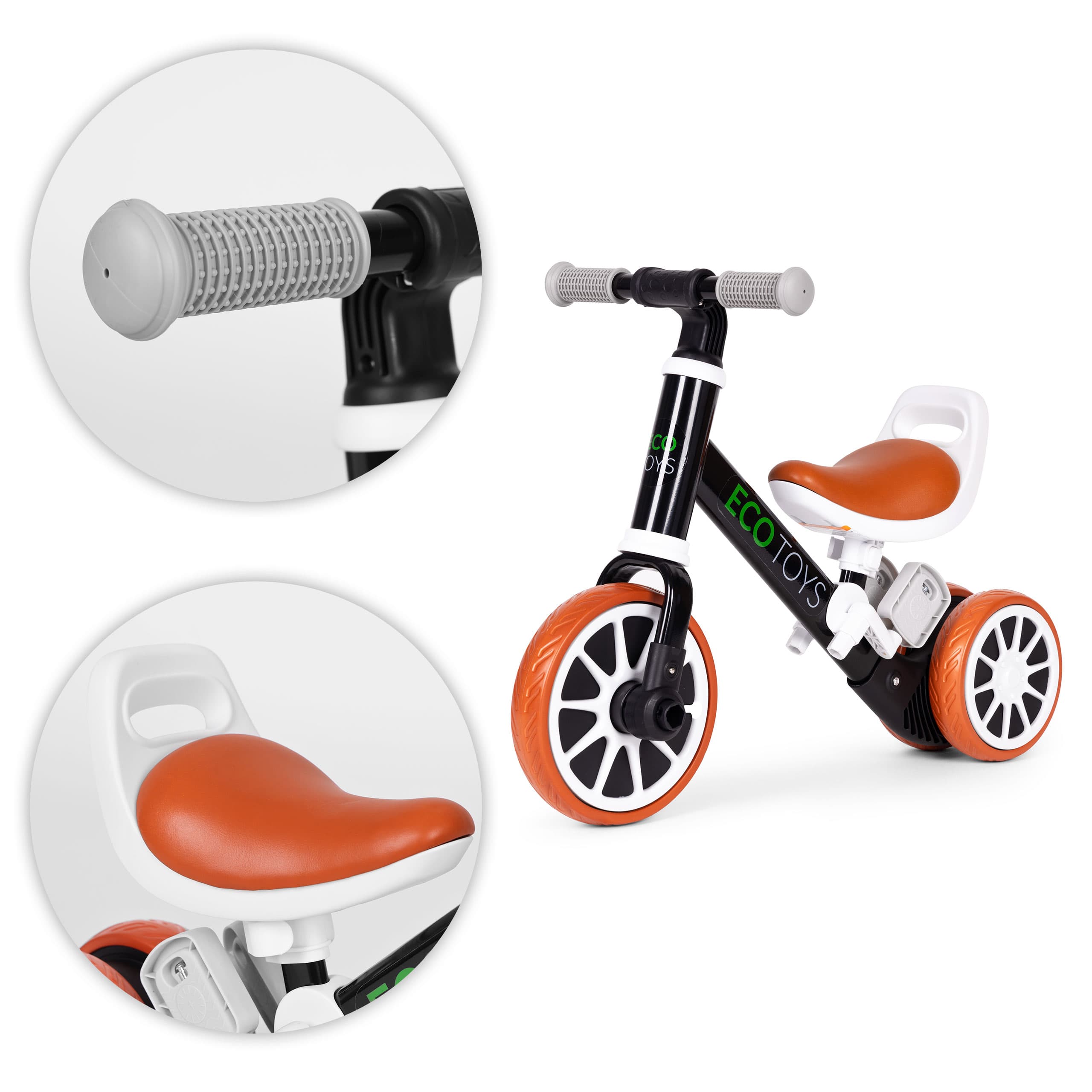 Rowerek biegowy jeździk z pedałami 2w1 czarny ECOTOYS