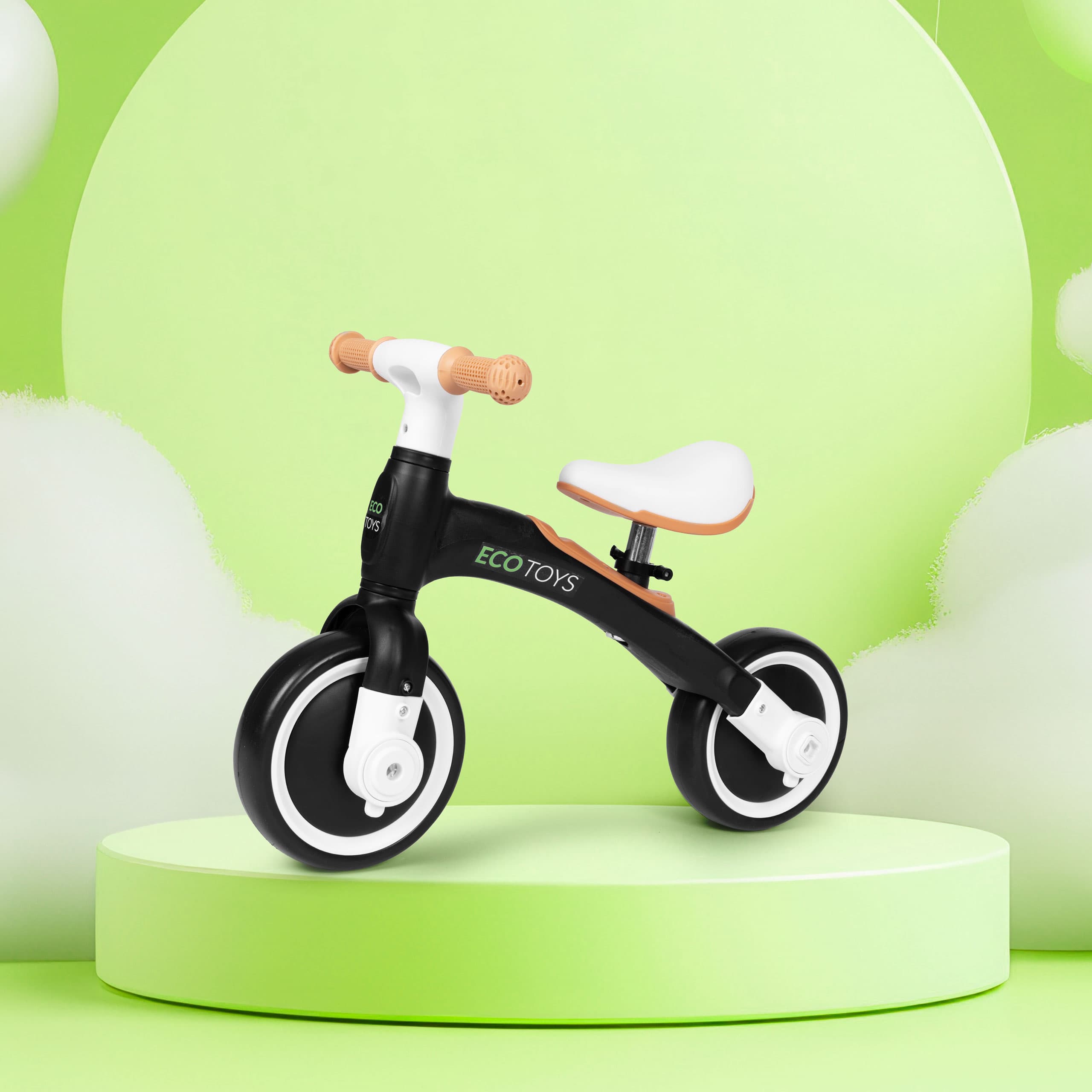 Rowerek biegowy z pedałami - treningowy kółka boczne 3w1 czarny ECOTOYS