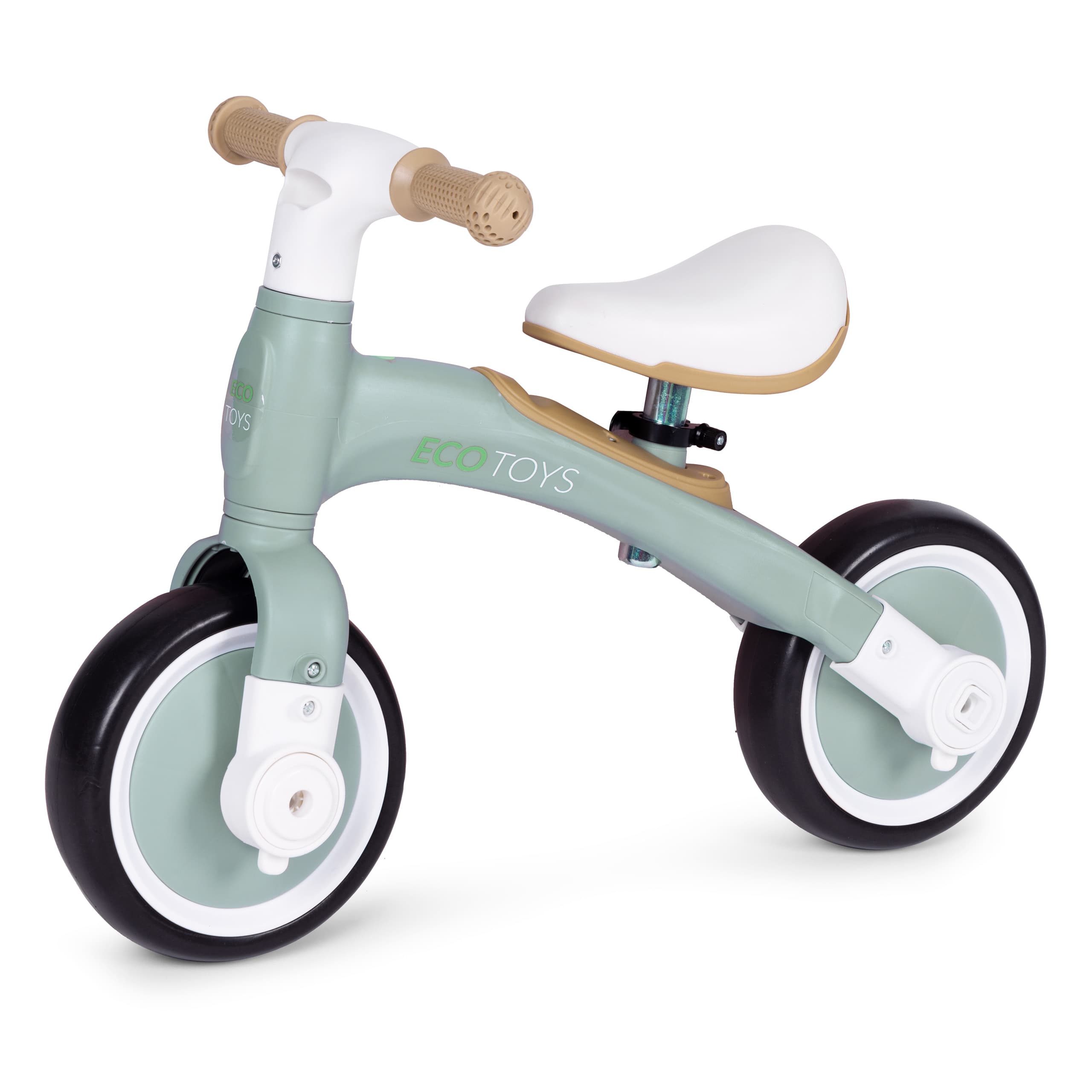 Rower rowerek biegowy z pedałami - treningowy kółka boczne 3w1 zielony ECOTOYS