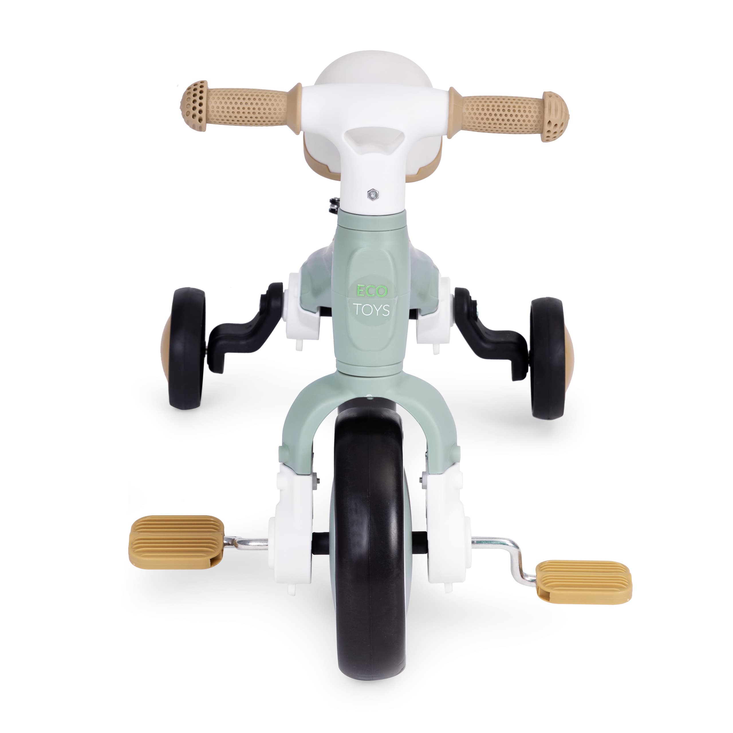 Rower rowerek biegowy z pedałami - treningowy kółka boczne 3w1 zielony ECOTOYS
