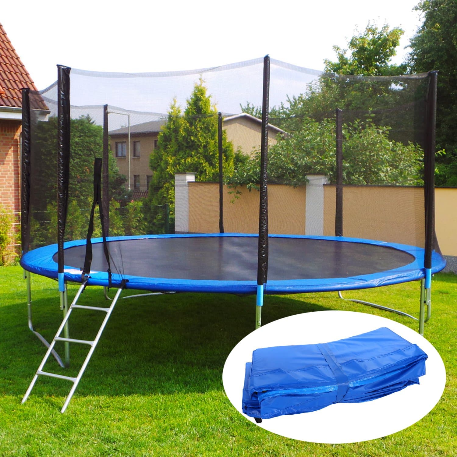 Osłona sprężyn do trampoliny 8 ft miękka mata zabezpieczająca niebieska 244-250 cm