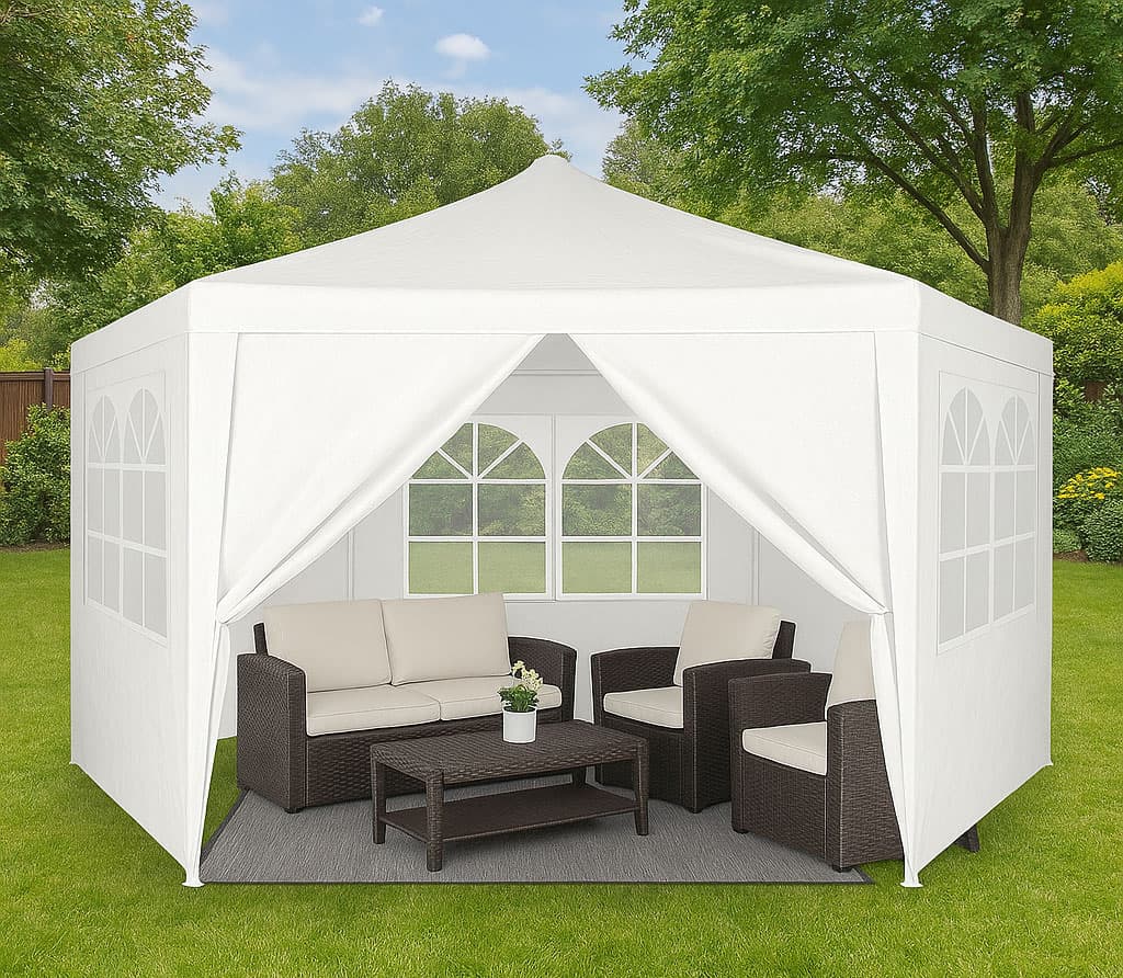 Namiot pawilon ogrodowy handlowy 2x2x2 m z oknami biały MultiGarden