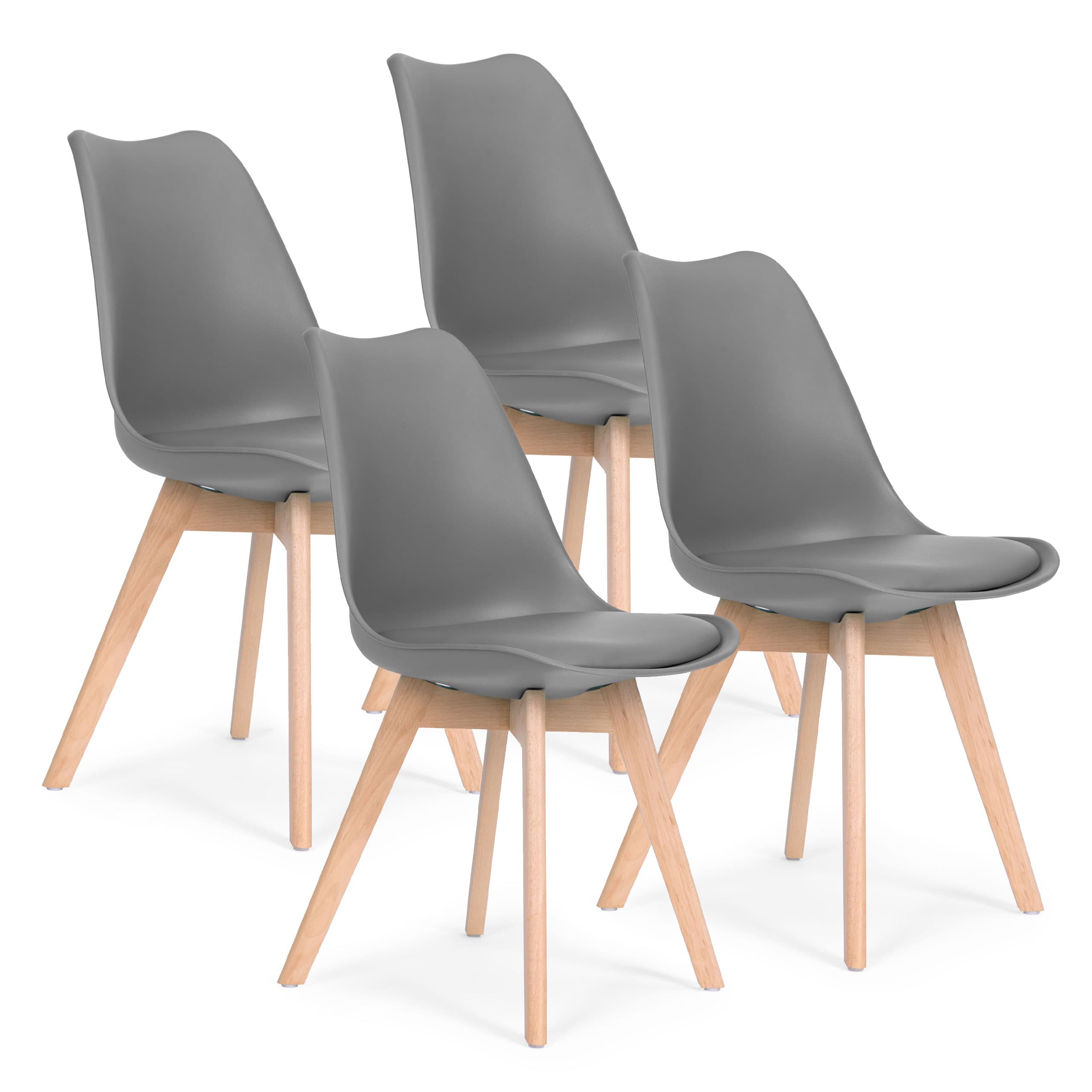 Zestaw 4 krzeseł krzesło do salonu jadalni z poduszką szare ModernHome