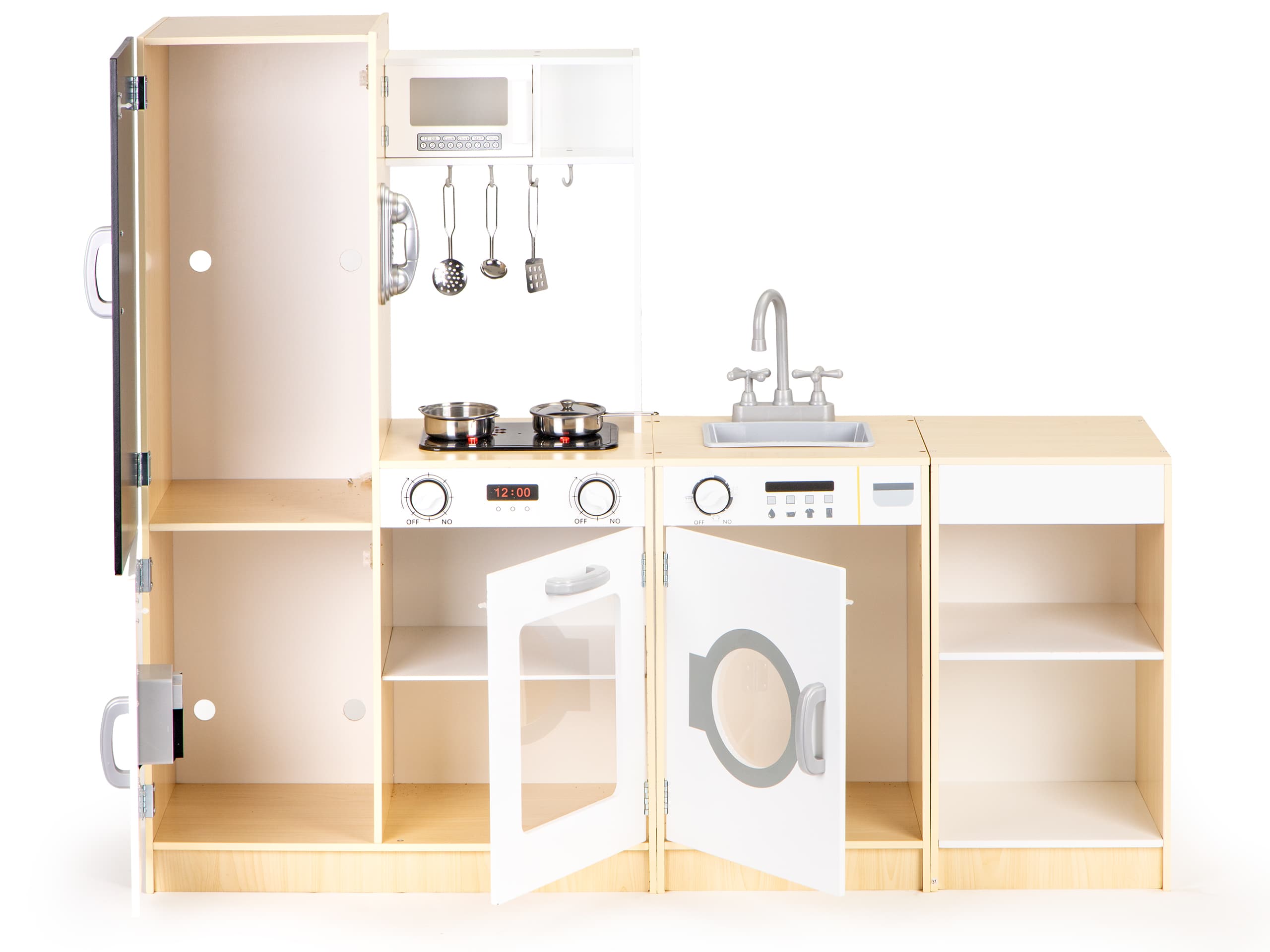 Drewniana kuchnia dla dzieci osobne segmenty XXL tablica + LED ECOTOYS