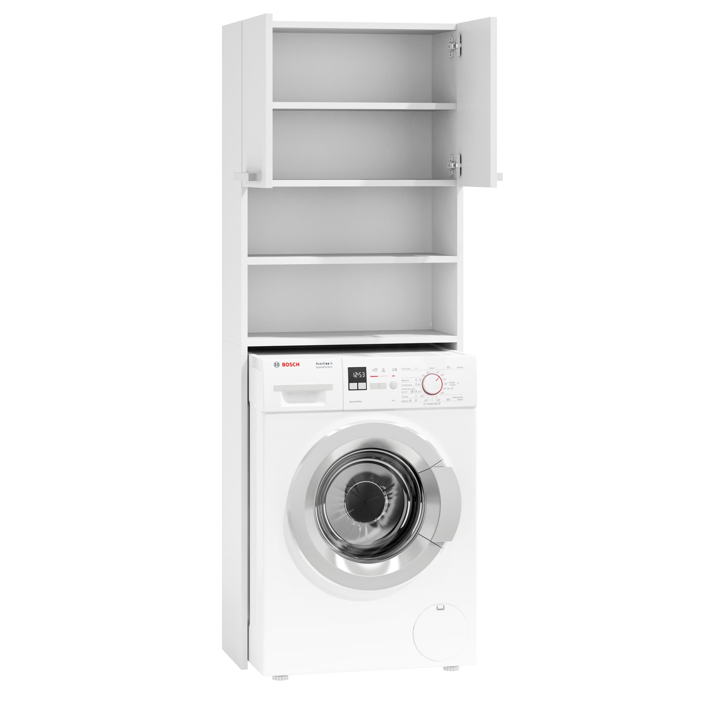 Szafka na pralkę łazienkowa biała szafka z półkami 183 cm ModernHome