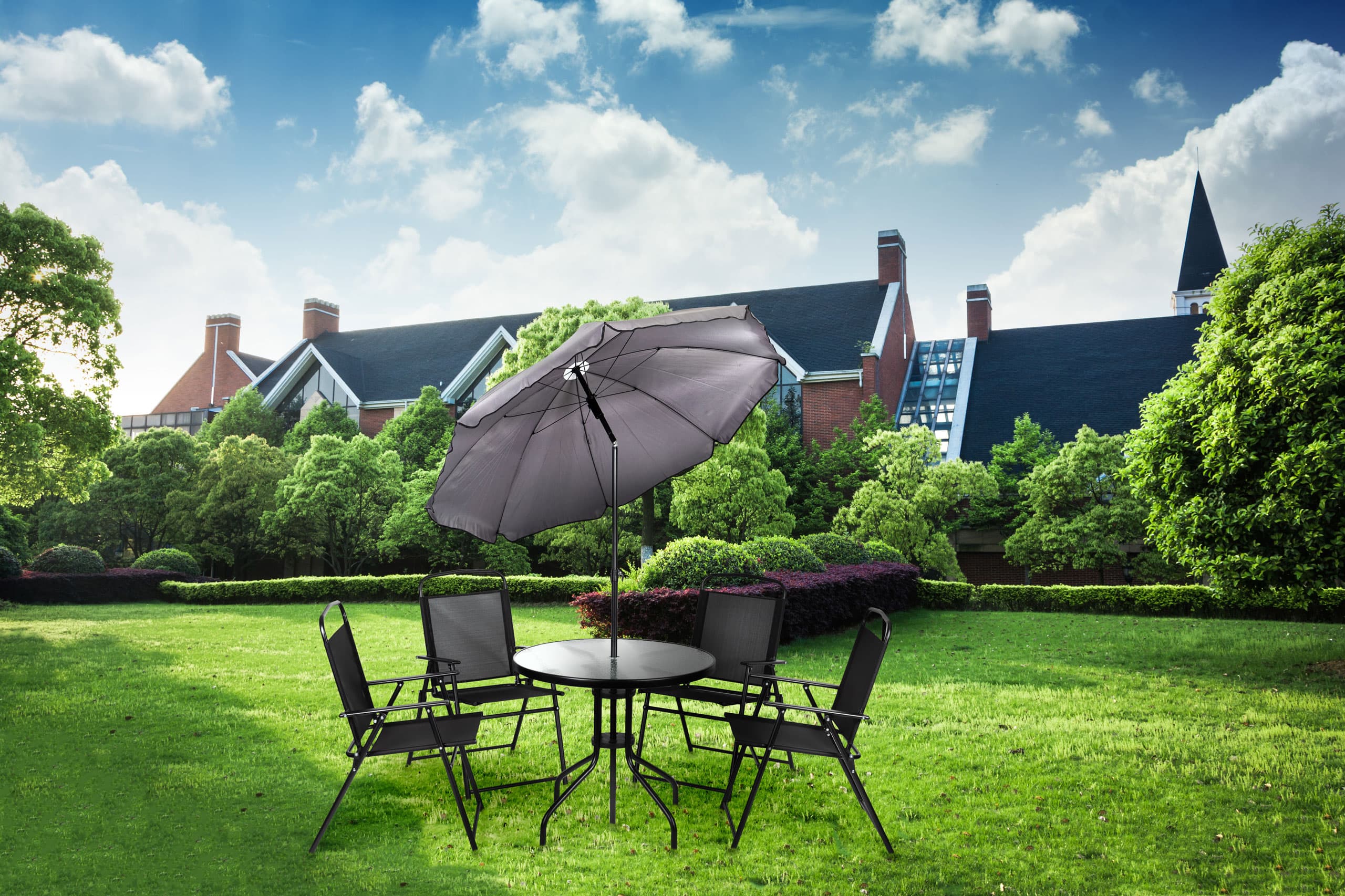 Komplet mebli ogrodowych stolik 4 krzesła parasol MultiGarden