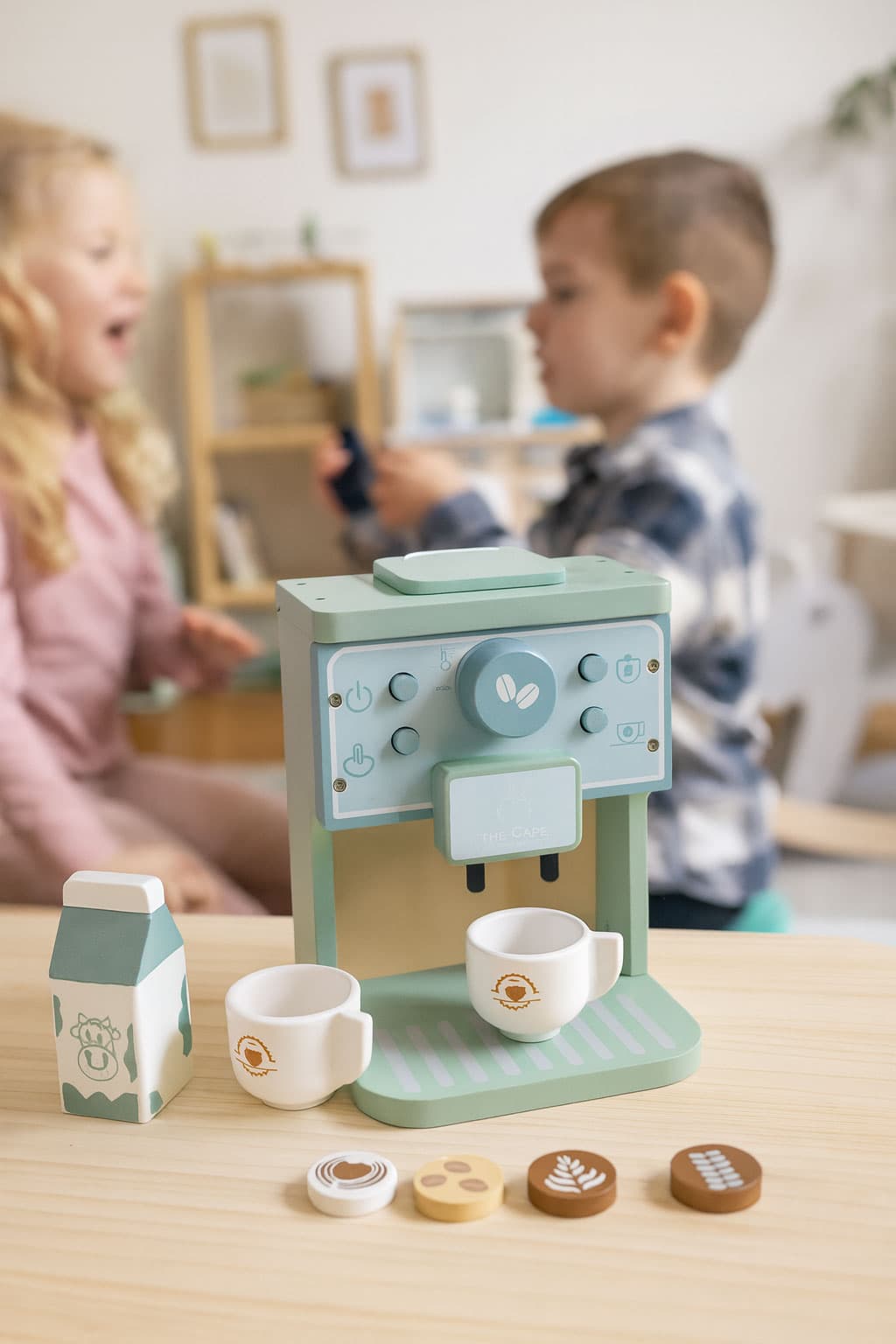 Drewniany ekspres do kawy dla dzieci zestaw baristy 8 elementów ECOTOYS