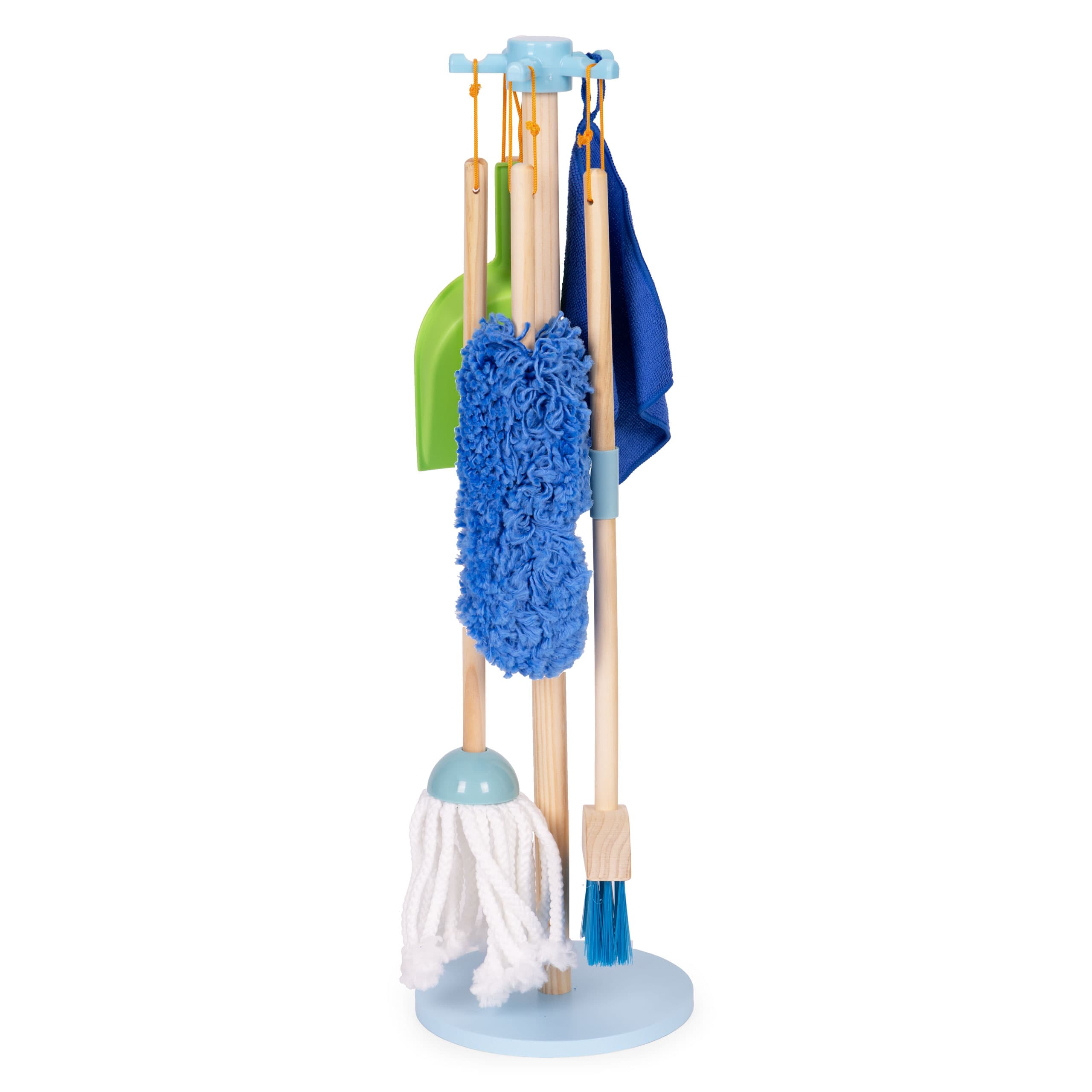 Drewniany zestaw do sprzątania dla dzieci mop zmiotka z szufelką 7 elementów ECOTOYS