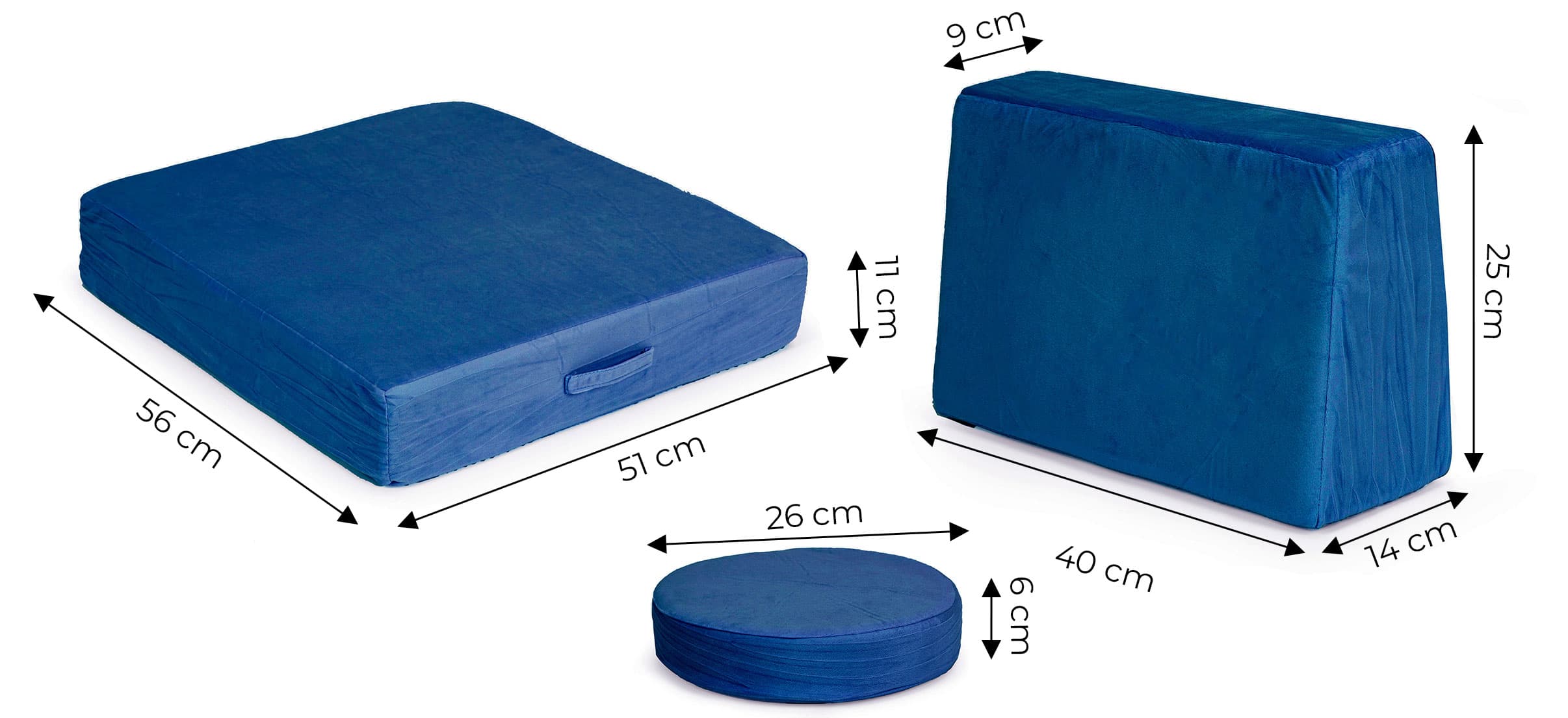 Sofa modułowa duża składana dla dzieci DIY 8 miękkich poduch - niebieska ECOTOYS