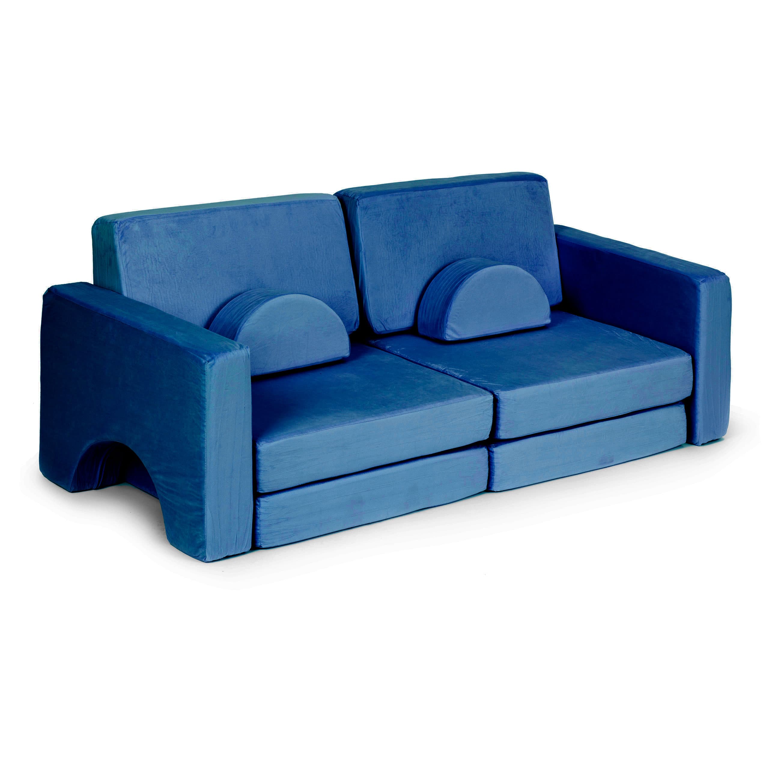 Sofa składana modułowa dla dzieci duża 2-osobowa DIY 10 miękkich poduch - niebieska ECOTOYS